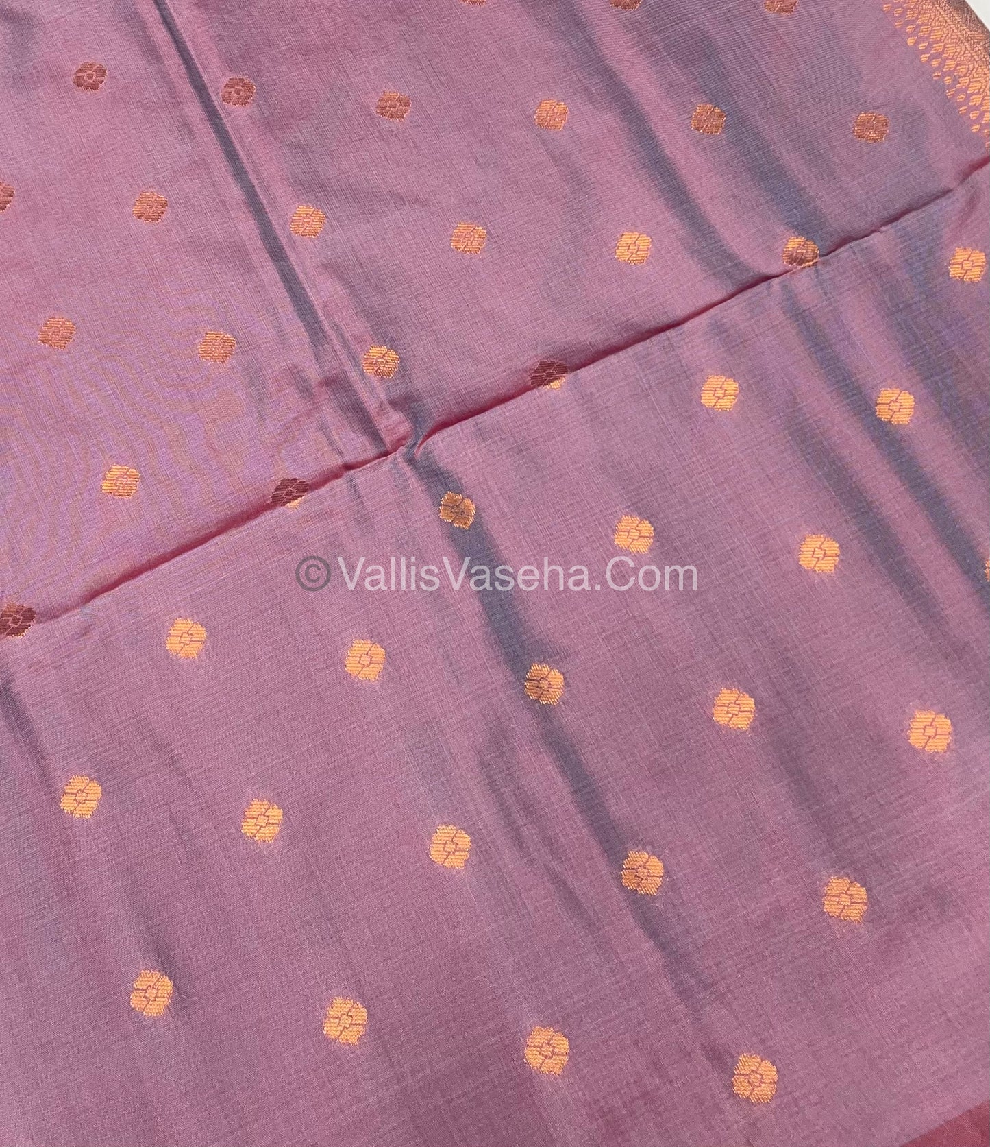 Semi Soft Silk - Border less - Light Greyish Purple Shade -VVSSS007