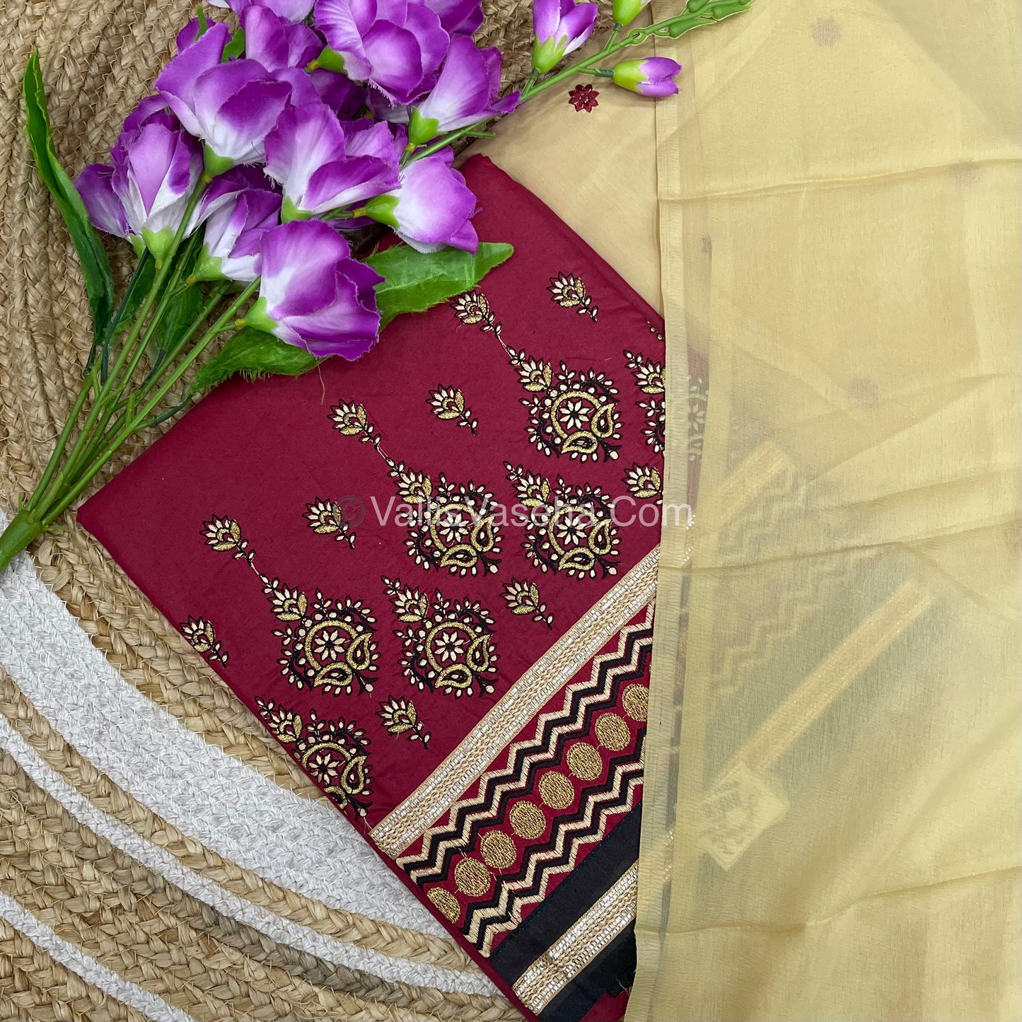 50% less - Offer Unstitched Material - Mixed Cotton Material - VVDUM001