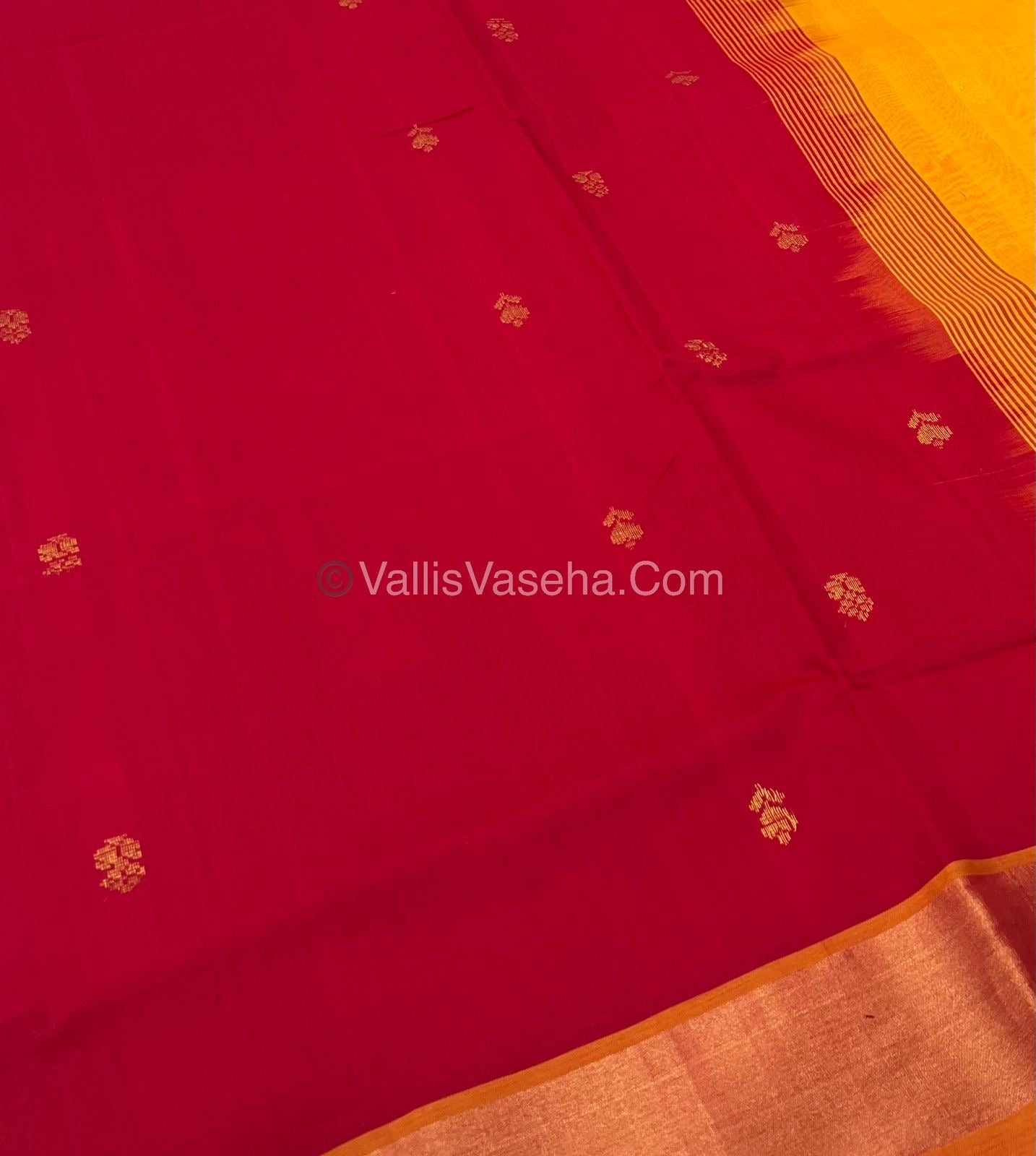 Semi Silk Cotton Saree - Red & Yellow Combo - VVSSC001