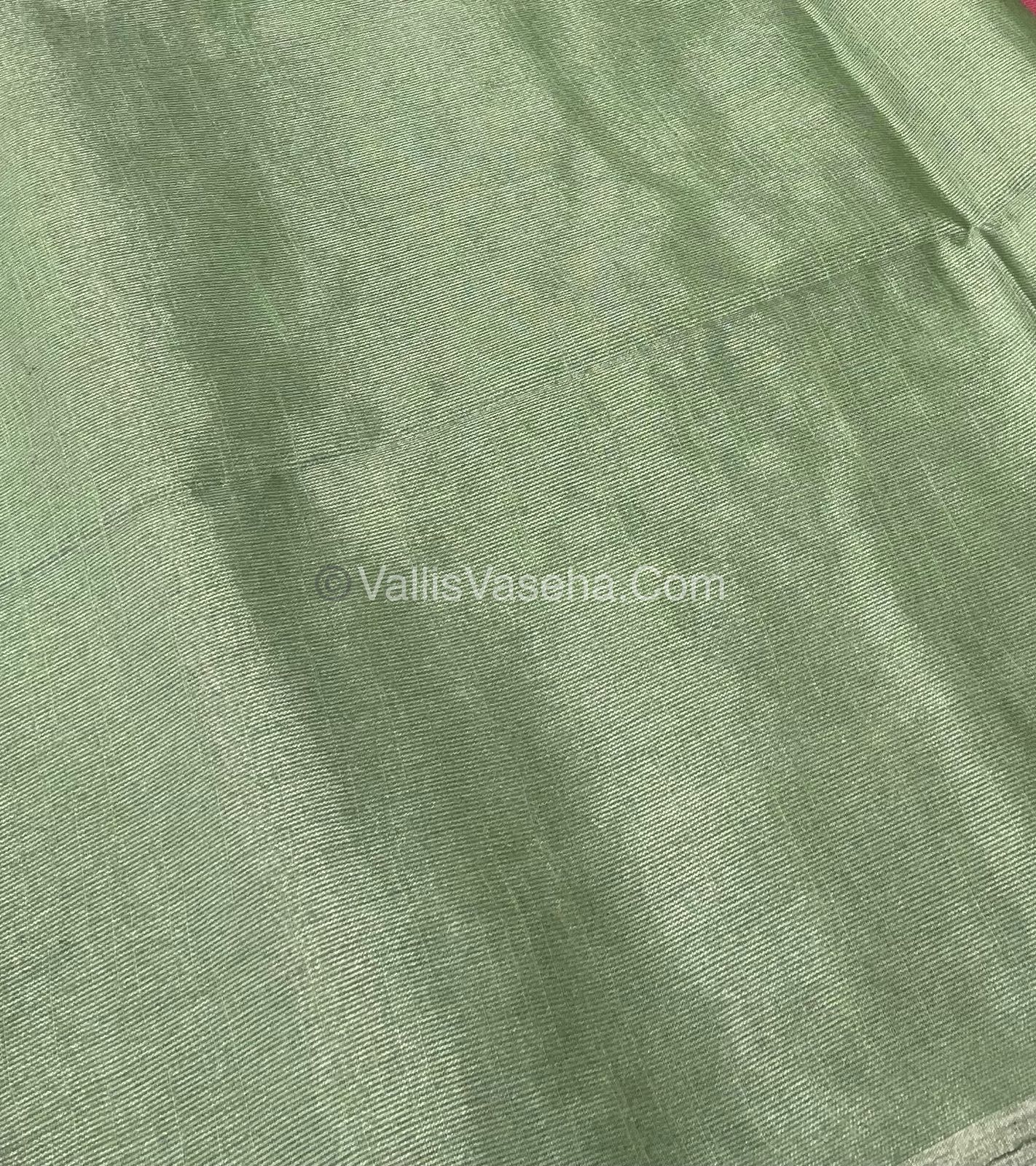 Bhagalpuri Silk - Vaira Voosi Lines - Pink & Light Pastel Green Combo - VVBSV001