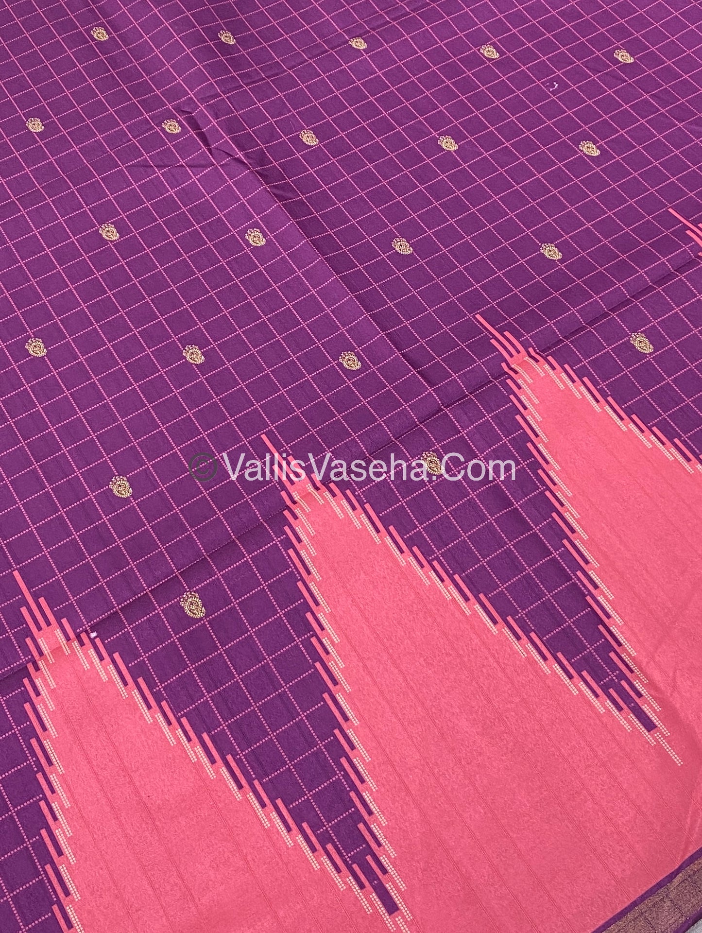 Semi Chanderi Saree - Purple & Pink Combo - VVSCS003