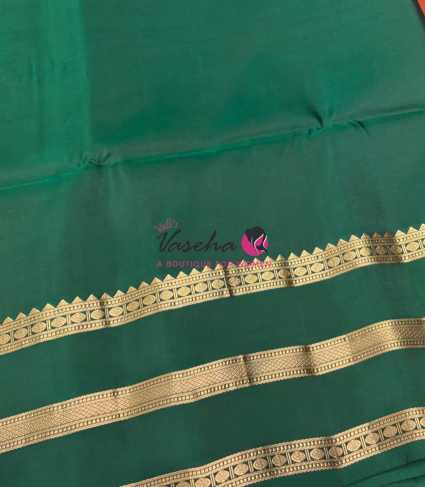 Half Mixed Soft Silk Saree - Rust Orange & Green - VVPSS077