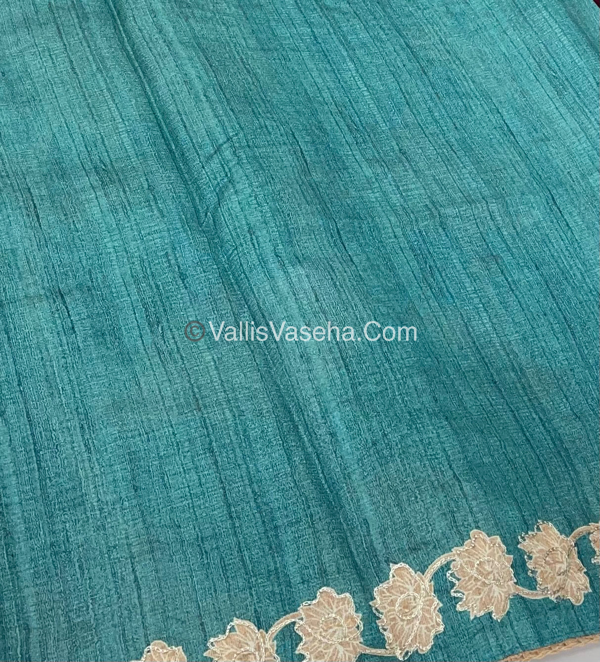Semi Raw Silk with embroidery work - VVSRS001