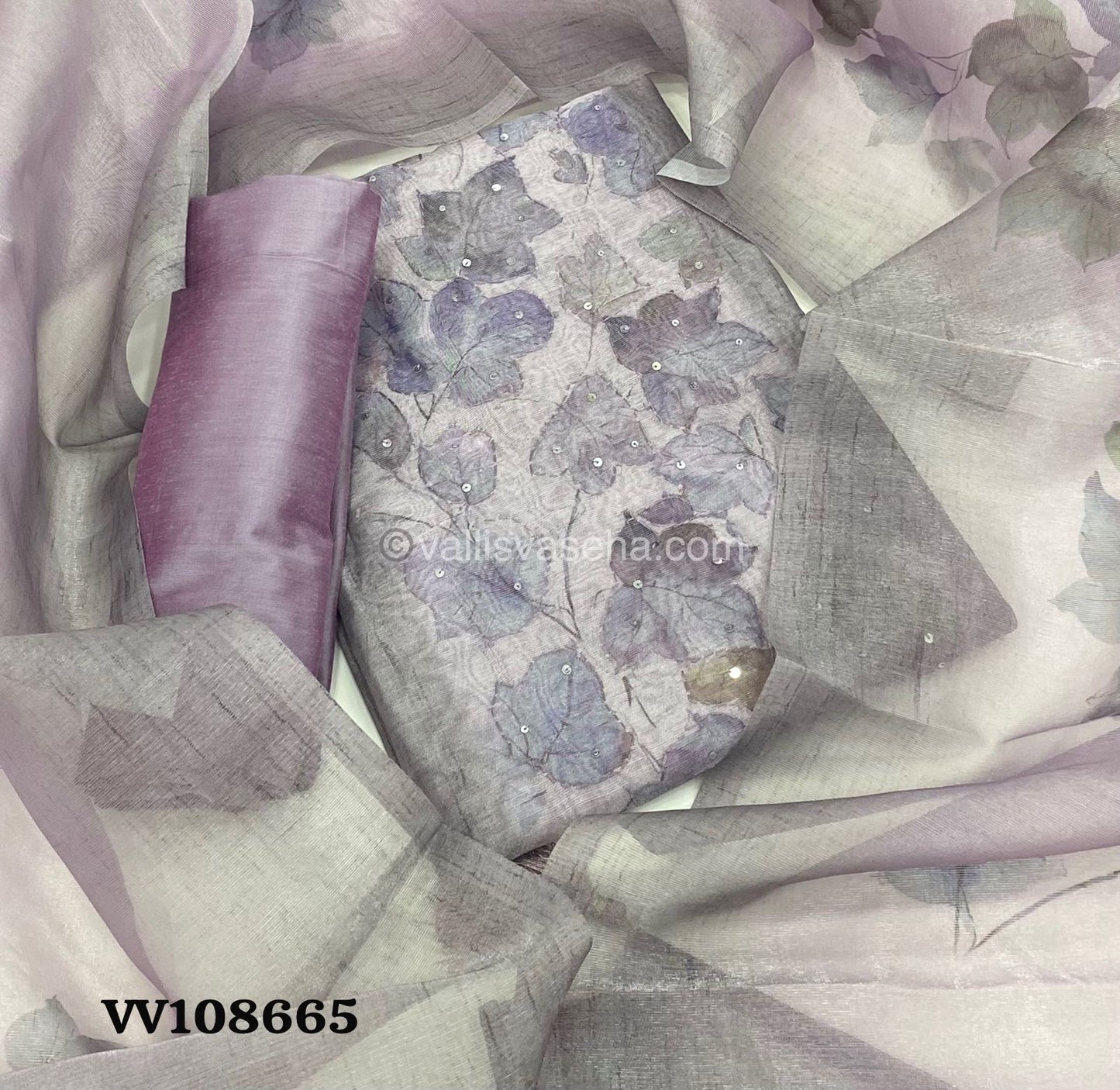 Salwar Material - Embroidered - Organza Tissue Material - VVUSM001