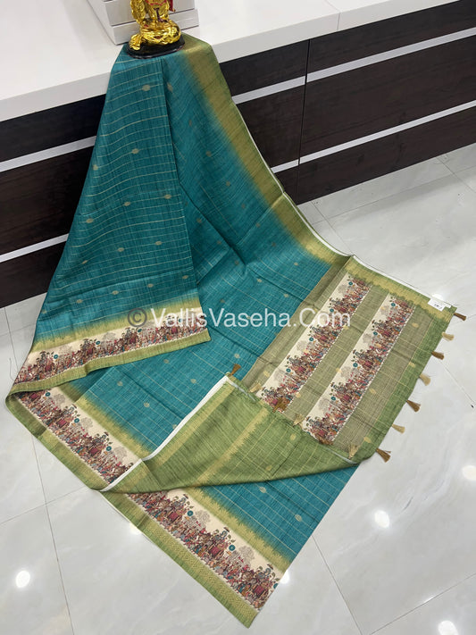 Semi Chanderi Saree - checks pattern - VVSCS004