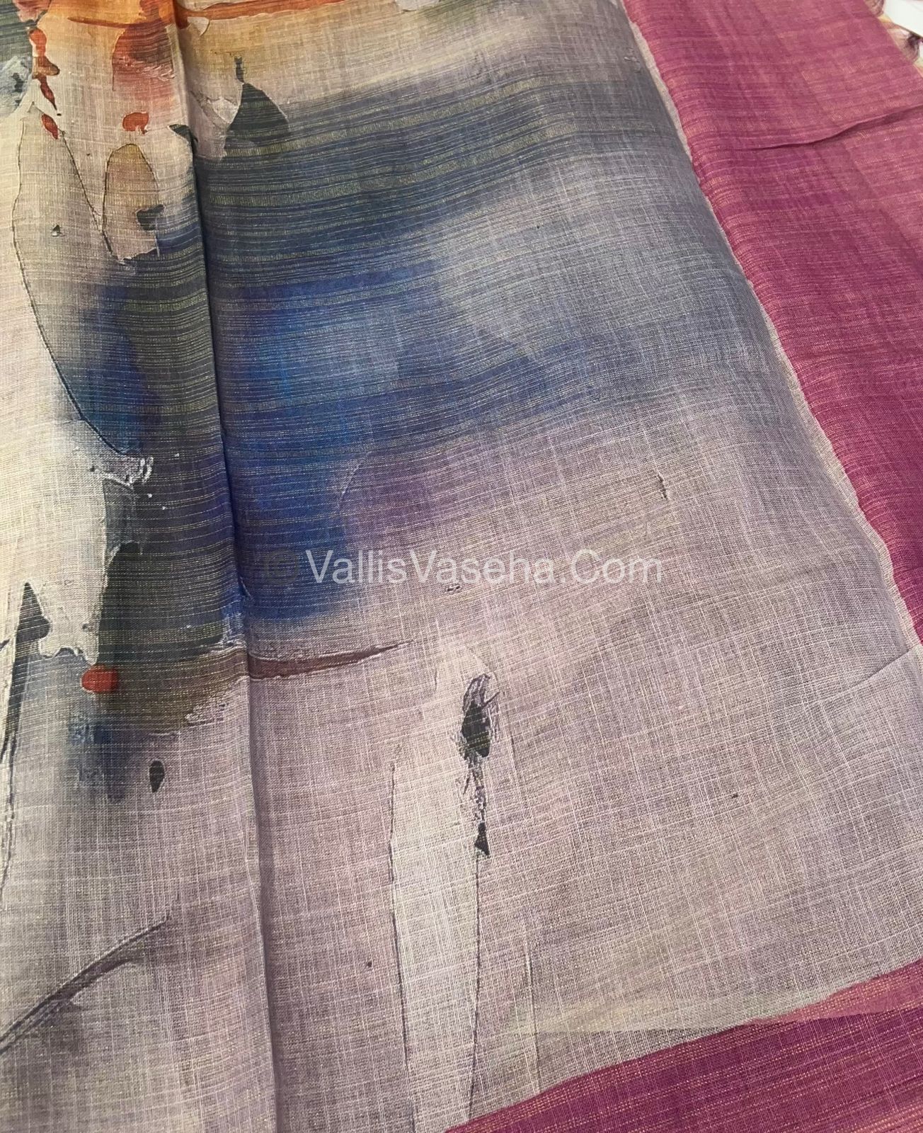 Tissue Linen Saree - Cloud Design - Shade of Pink - VVTLS002