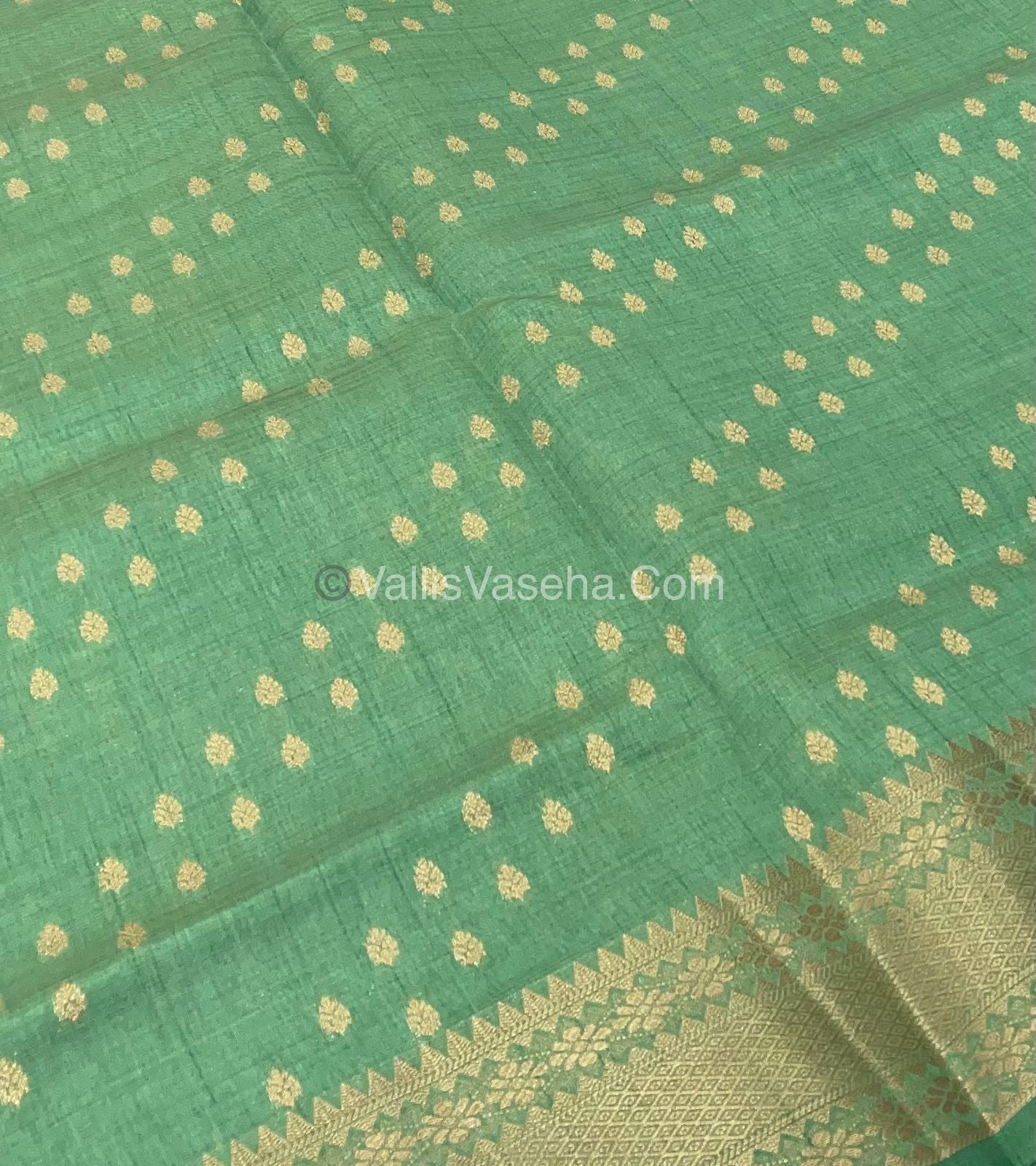Semi Tussar Silk - Grand Pallu  - Pastel Green Shade - VVSTS017