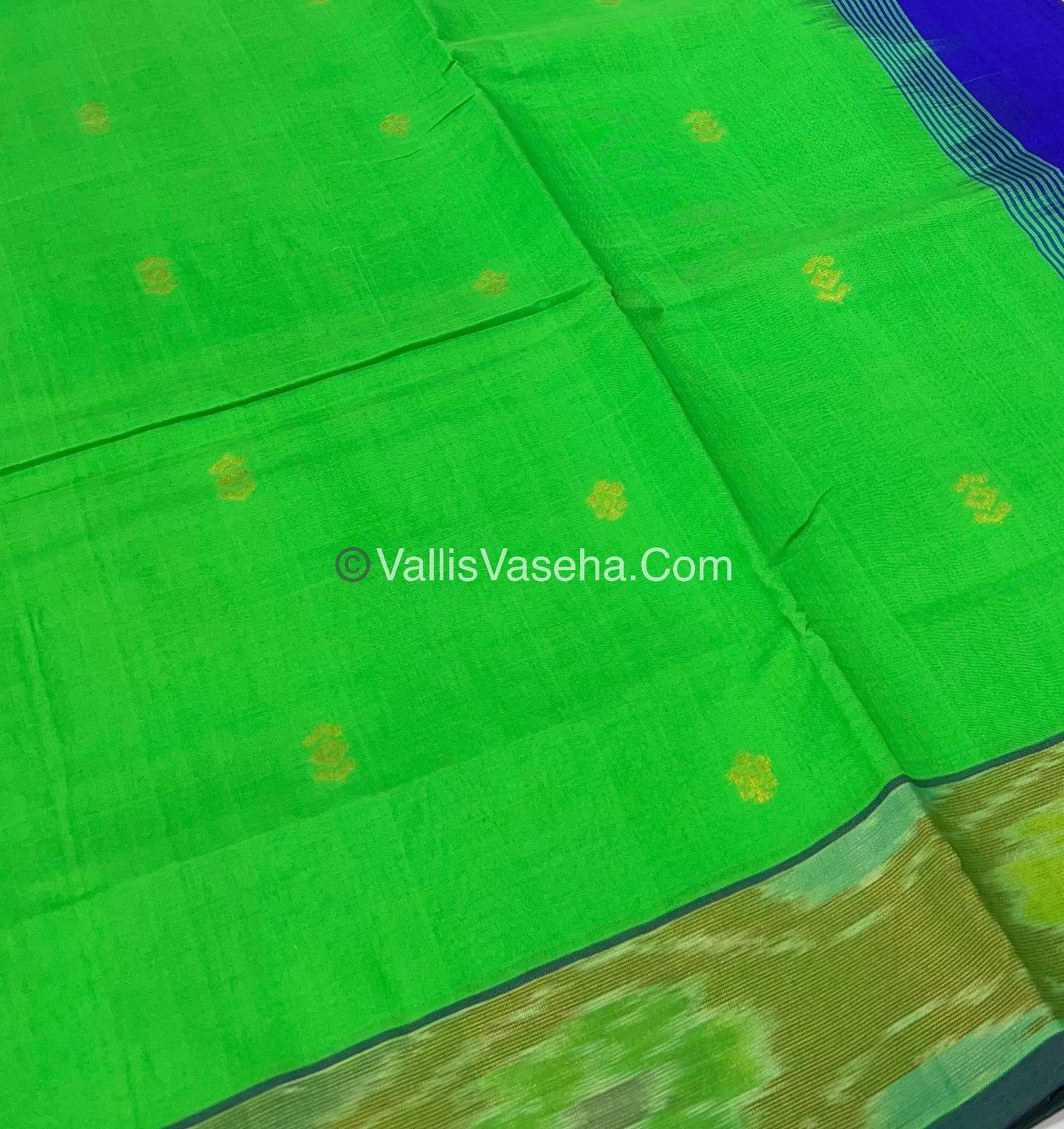 Semi Silk Cotton Saree - Green & Blue- VVSSC001