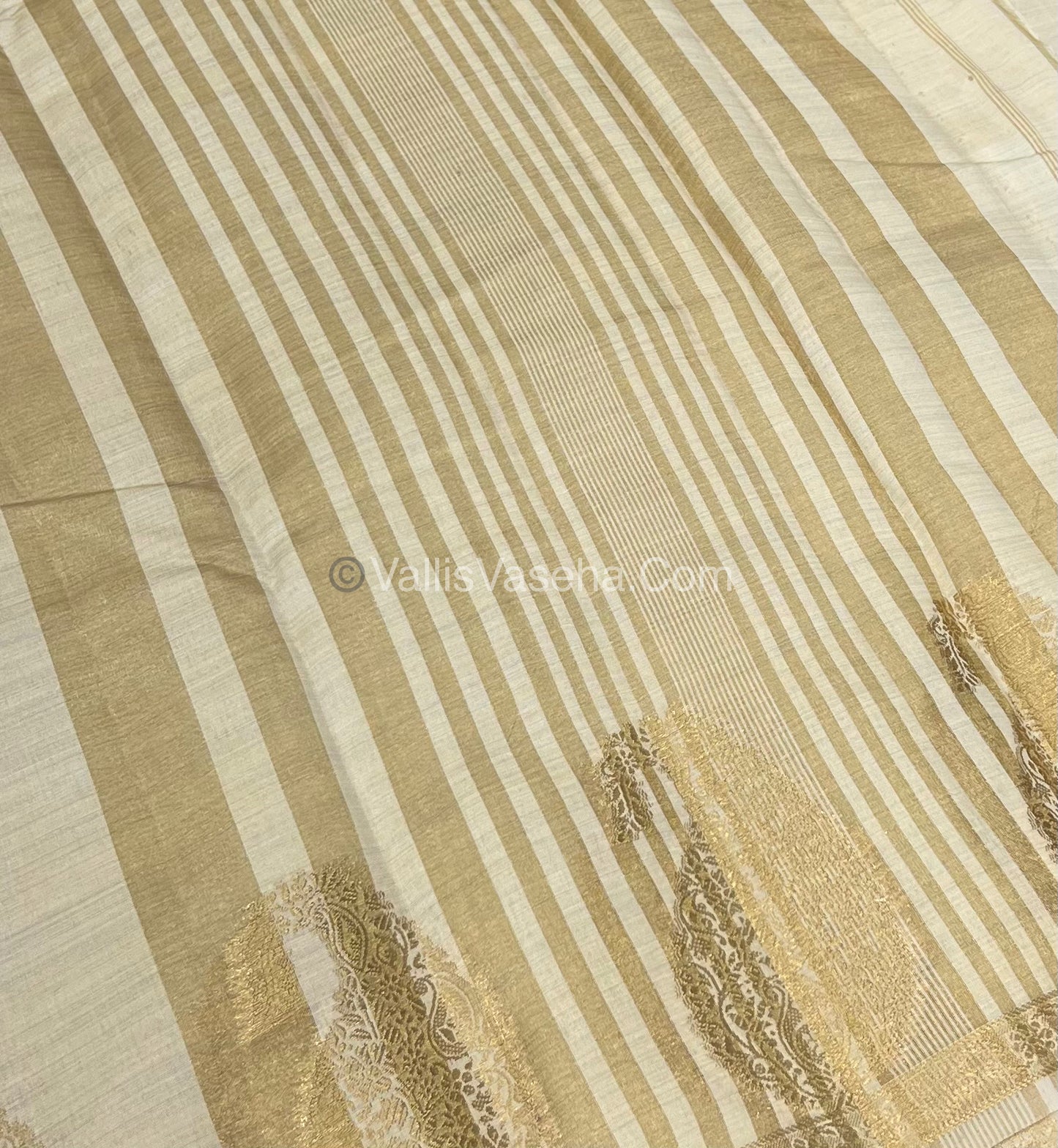 Semi Tussar Silk - Small Mango - Cream Shade - VVSTS002