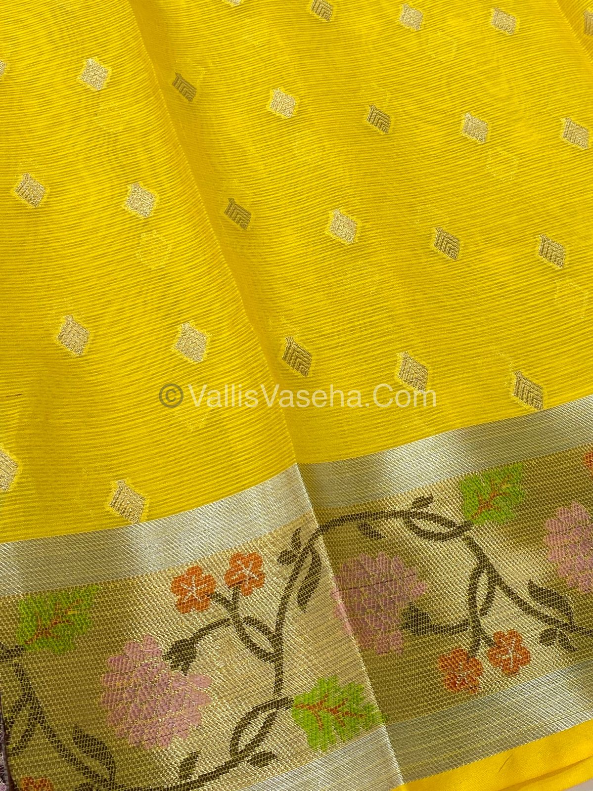 Kota Saree - Paithani Border - Grey with Yellow - VVKPS001