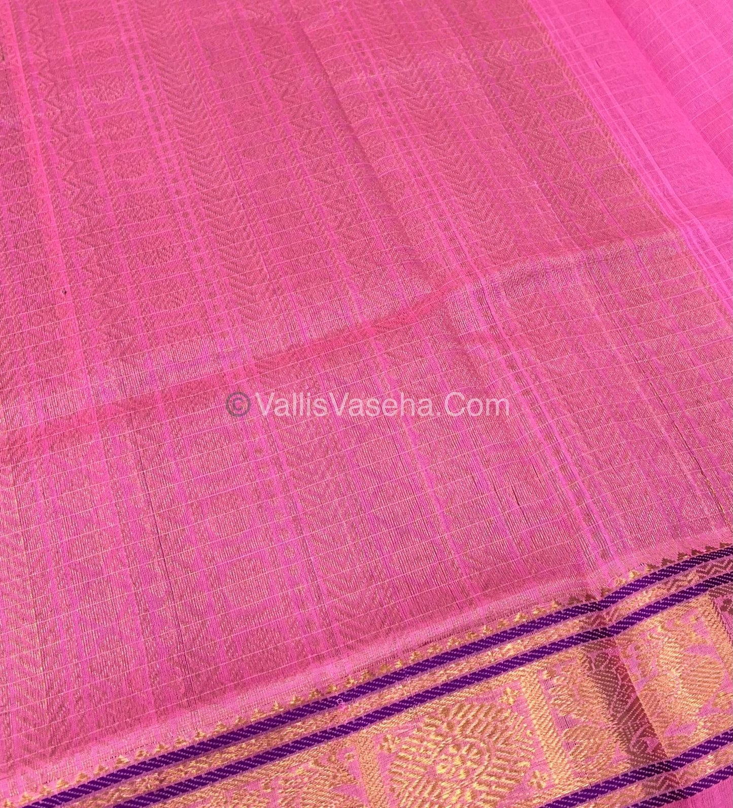 Pure Silk Cotton Saree - Winish Brown With Pink Shade - Lakshadeepam Design - VVPLD001