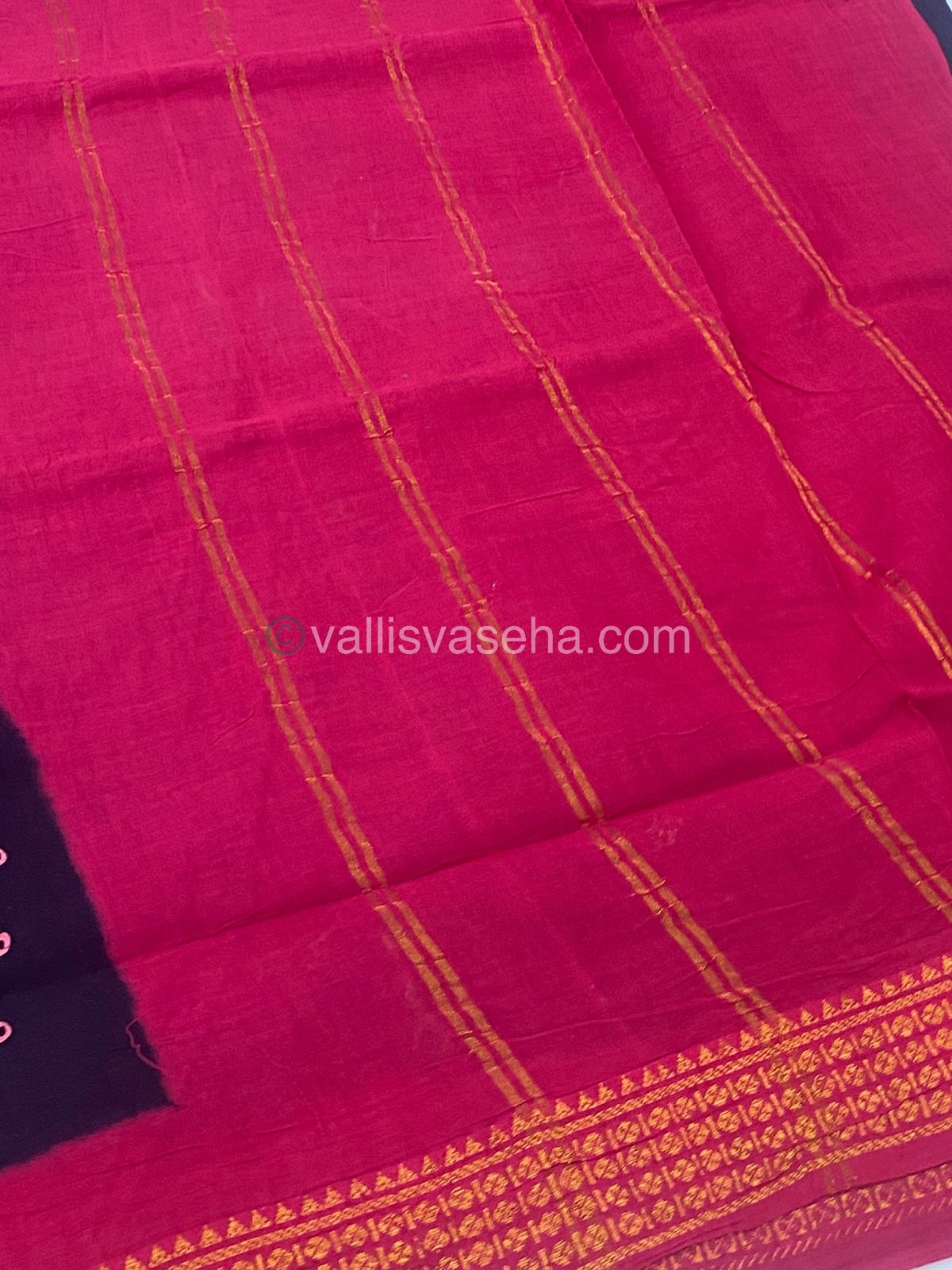 Sungudi Cotton Saree | Bandhini Design - Dark Purple with Pink Shade - VVSCV003