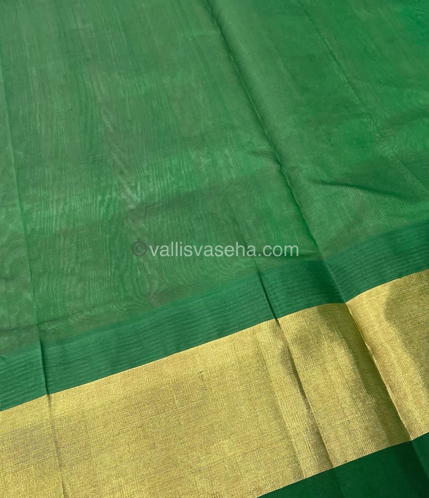 Pure Korvai Silk Cotton Saree - Pink With Green Shade Temple border - VVKSC001