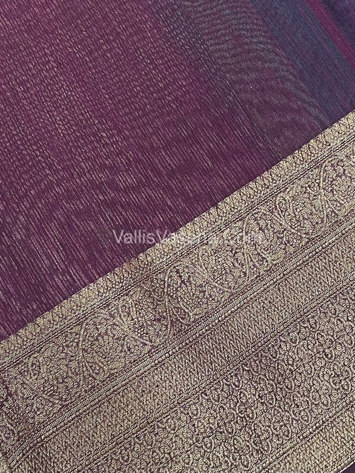Bamboo Silk Saree - Ramar Green with Wine Shade - VVBSS008