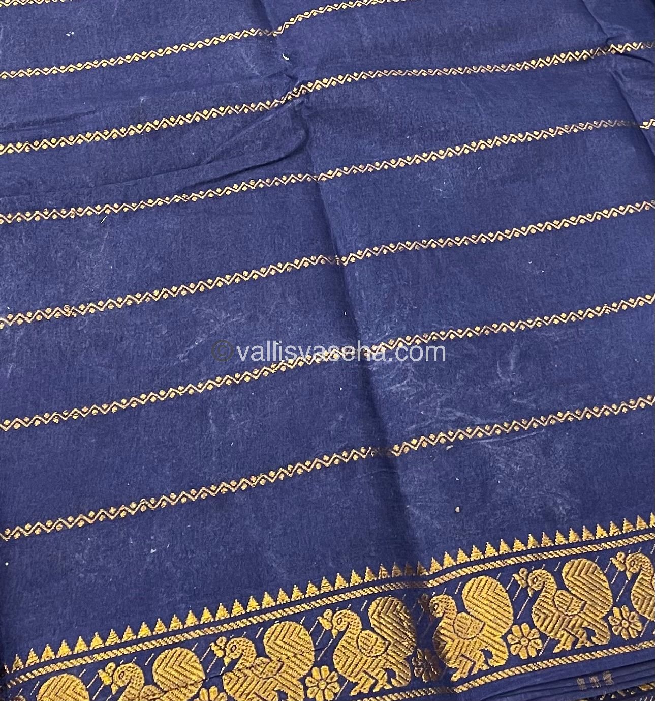 Sungudi Cotton Saree | Velthari Design - Peacock Green with Navy Blue Shade - VVSCV001