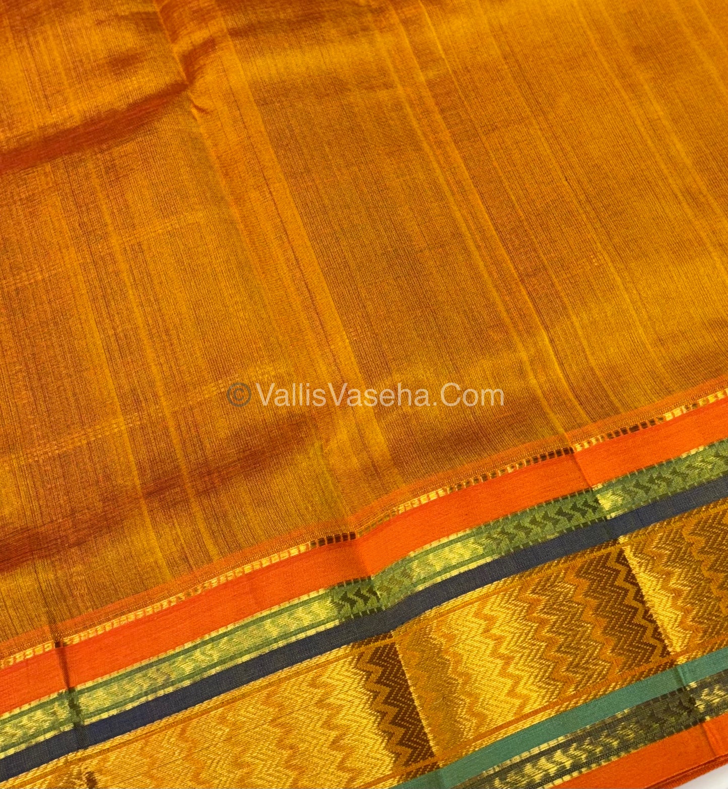 Pure Korvai Silk Cotton - Checks Pattern - Purple with Orangish Yellow Shade - VVKSC015