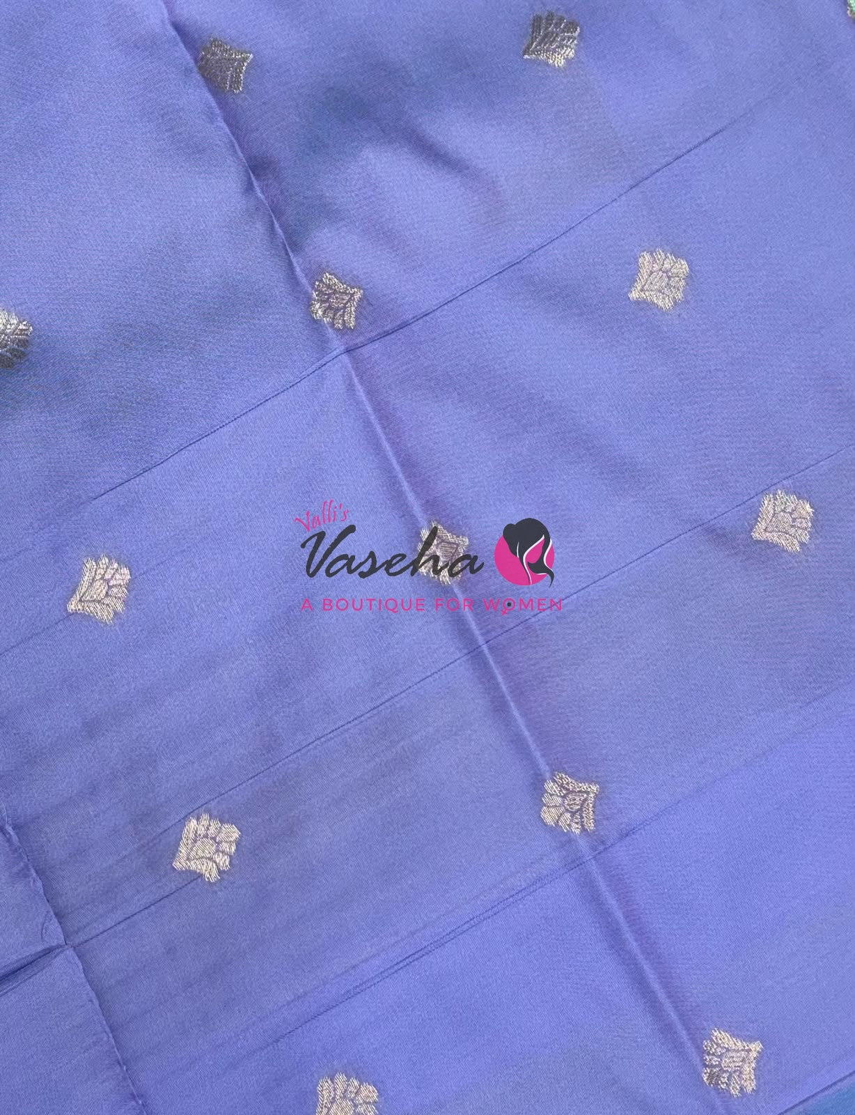 Semi Soft Silk - Pastel Blue With Light Lavender - VVSSS036