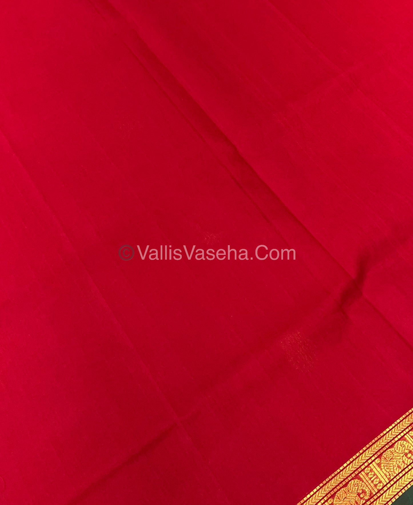 Pure Silk Cotton Saree - Retta Mayil Design - Red Shade - VVRMS001