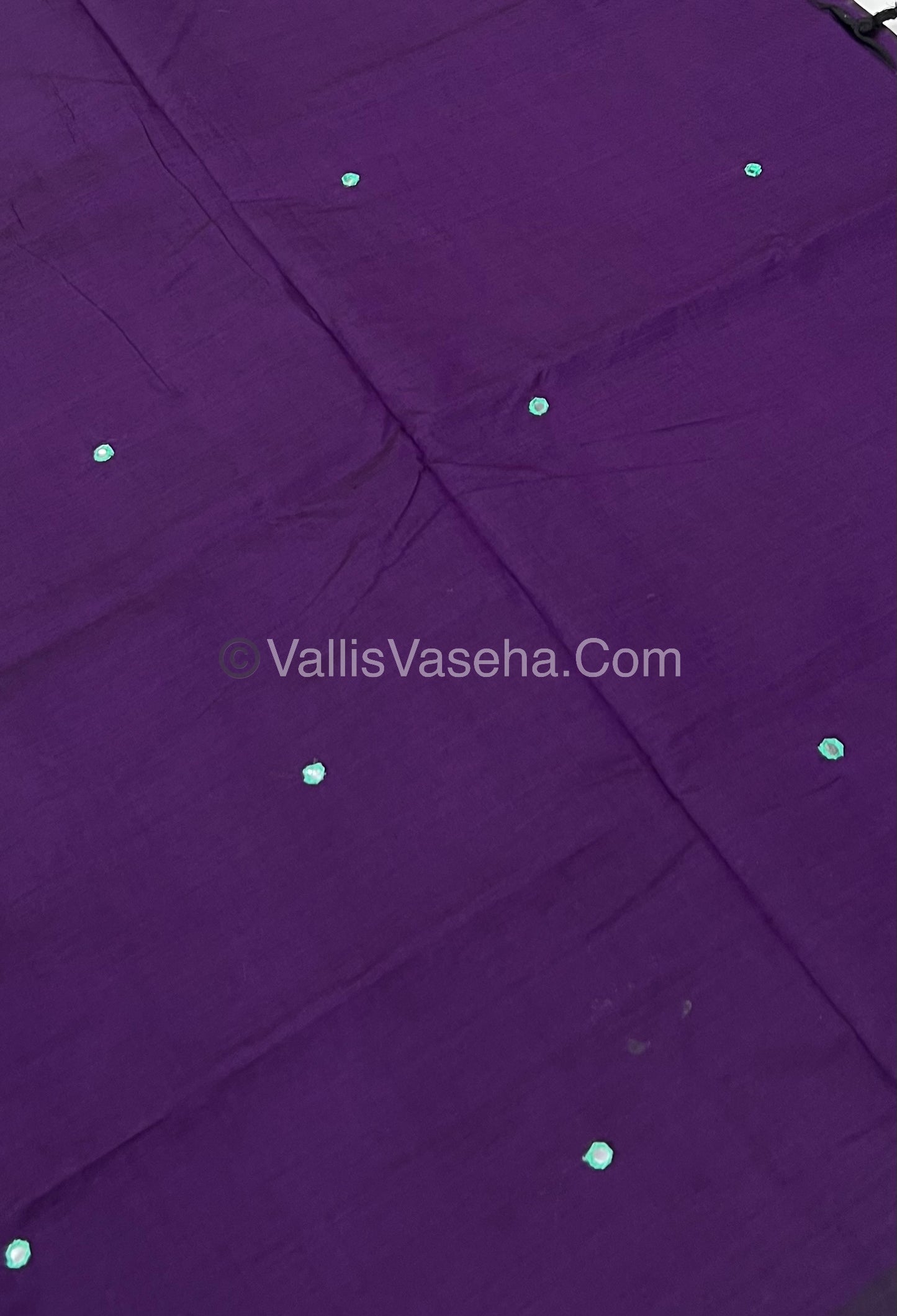 South Mixed Cotton - Mirror Work Embroidery - Violet with Green- VVPCM002