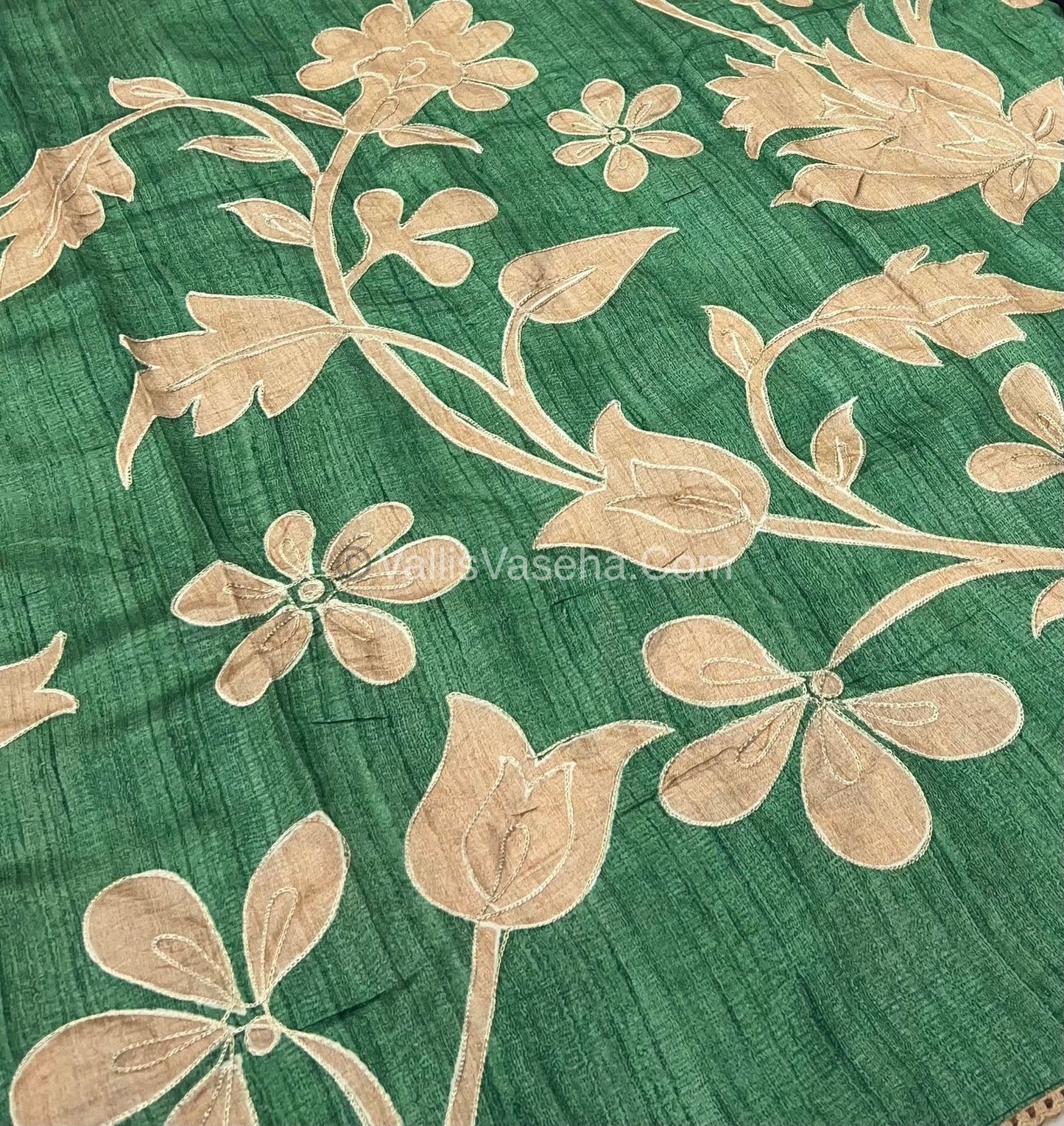 Semi Raw Silk with embroidery work - VVSRS001