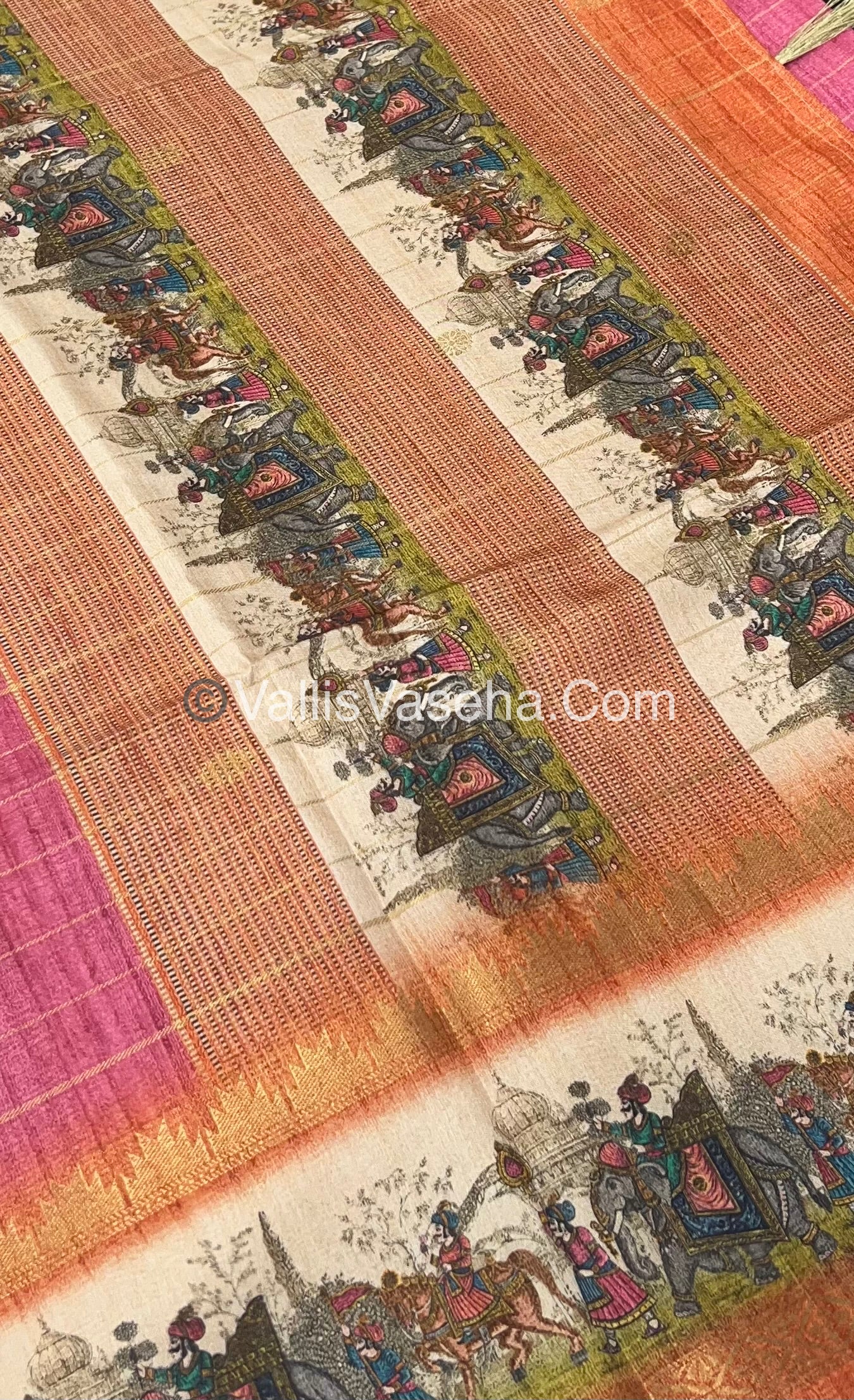 Semi Chanderi Saree - checks pattern - VVSCS004