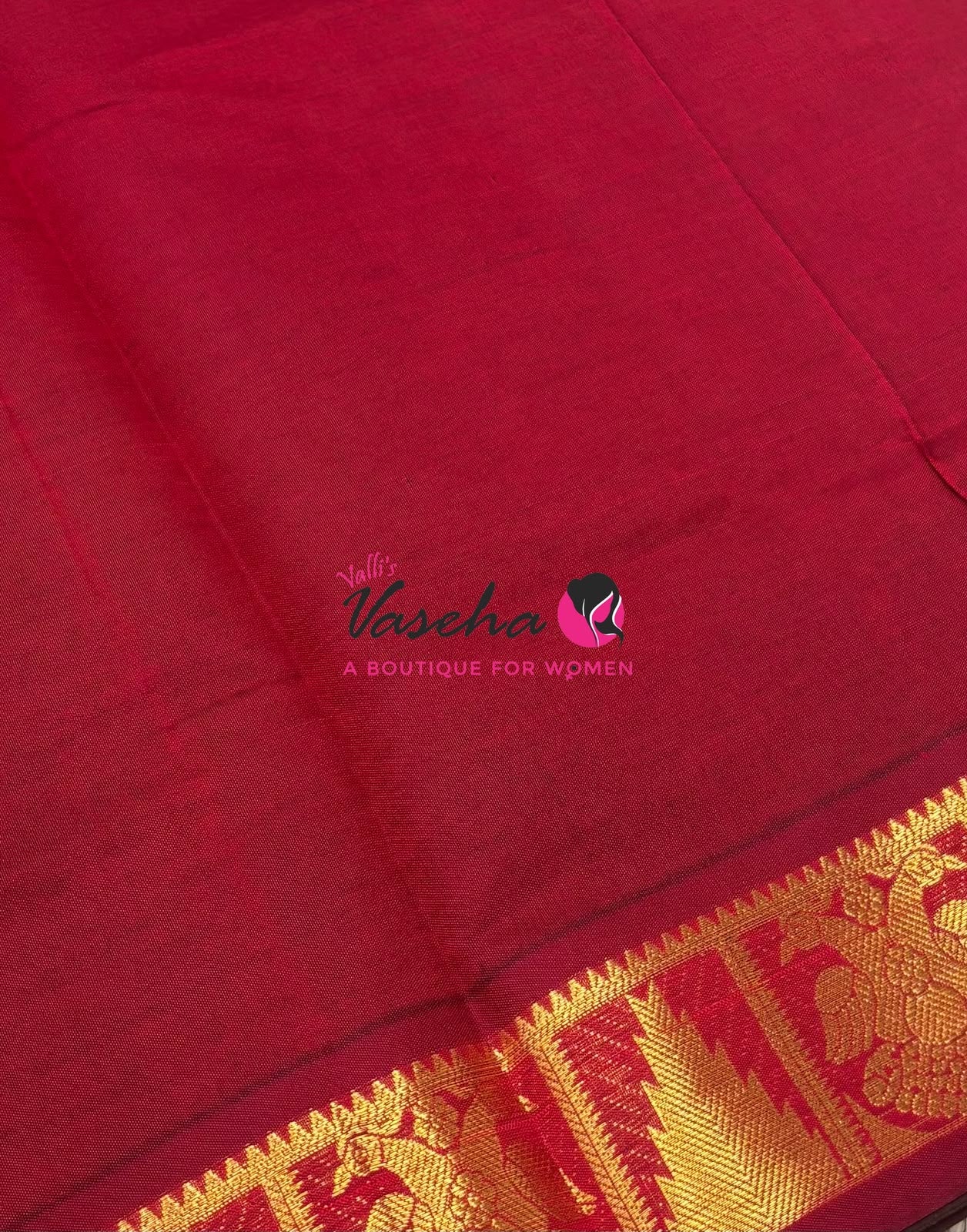 Semi Silk Cotton Saree - Small Zari Butta - Retta Mayil Border- VVSSC015