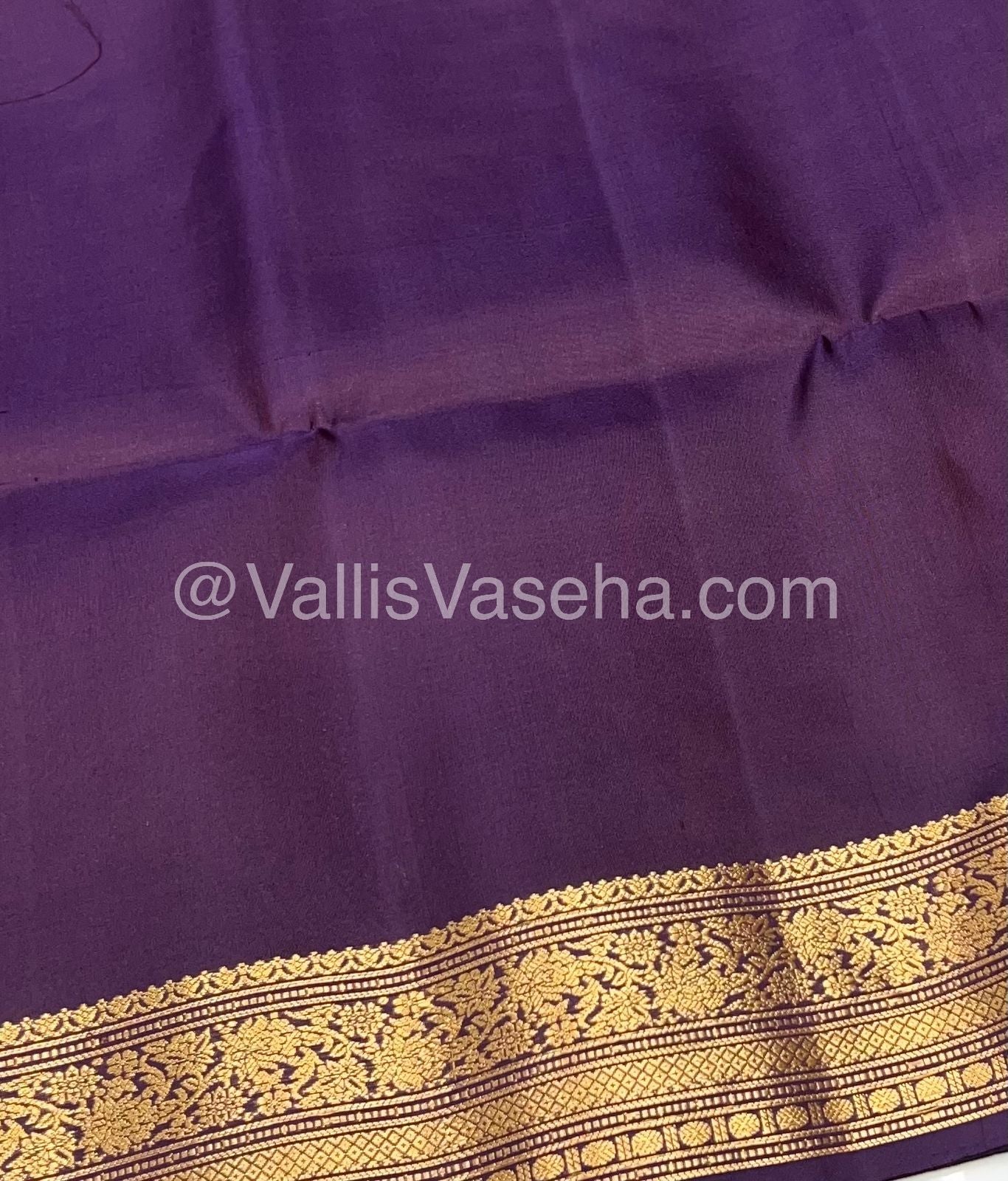 Pure Soft Silk Saree - Kanchi Border - Rust Orangish Brown & Dark Purple Combo - VVPSS046