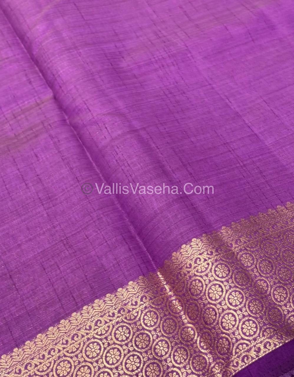 Semi Tussar Silk - Grand Pallu - Violet Shade - VVSTS025
