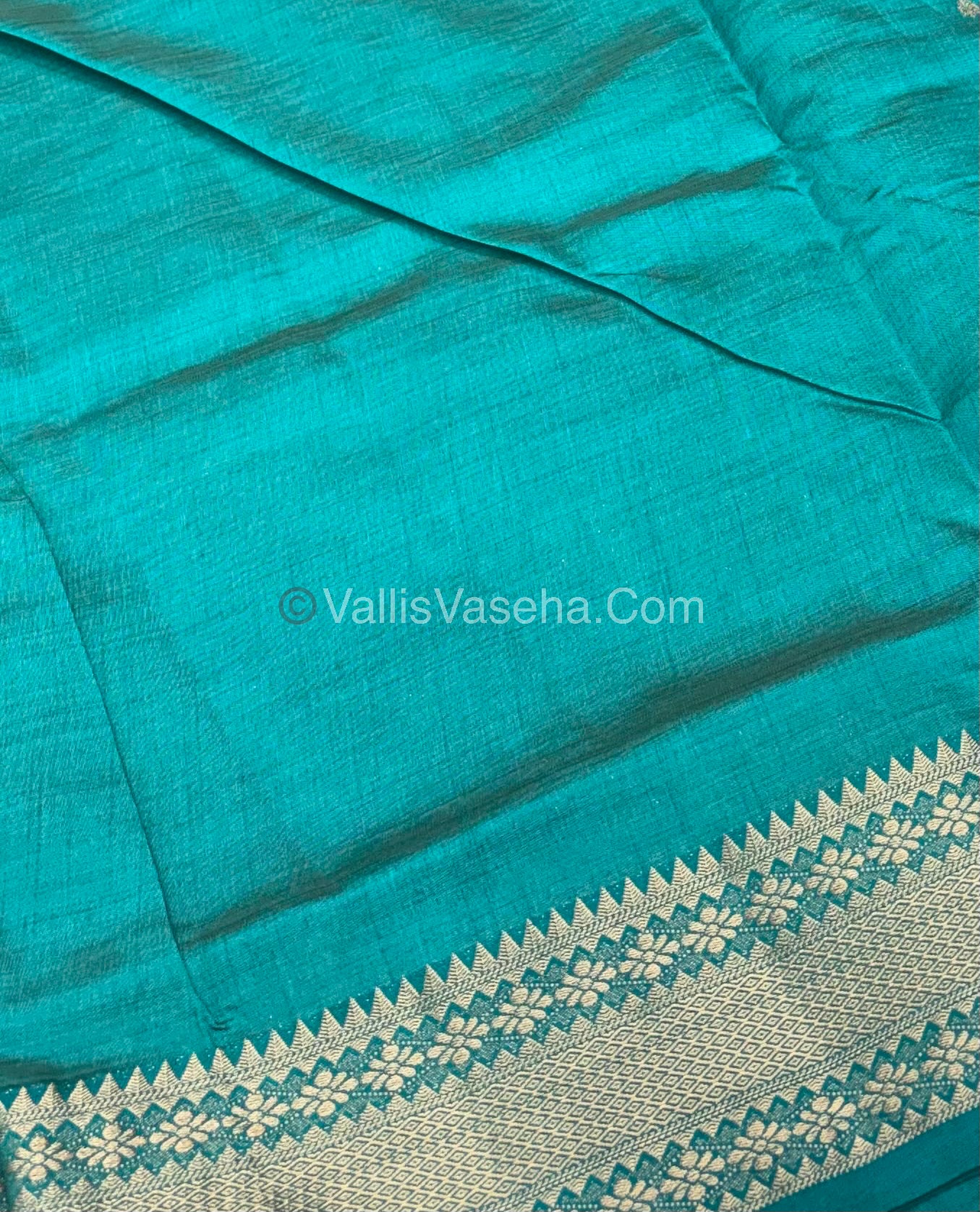Semi Tussar Silk - Grand Pallu - Blue Shade - VVSTS017