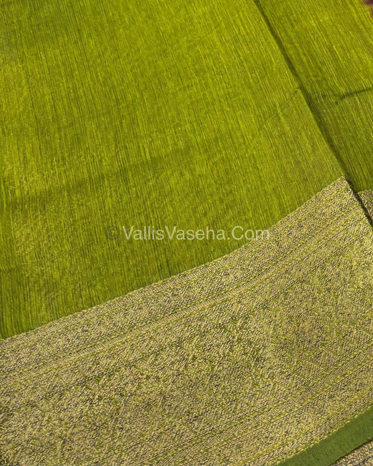 Bamboo Silk Saree - Violet With Green Shade - VVBSS006