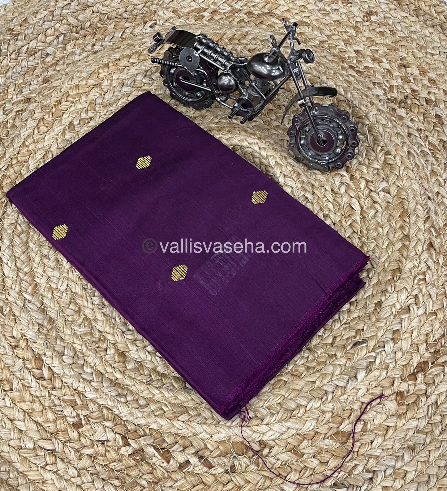Blouse Bit - Raw Silk Material - Dark Purple Shade - Butta Design - 1mtr - VVRSB001
