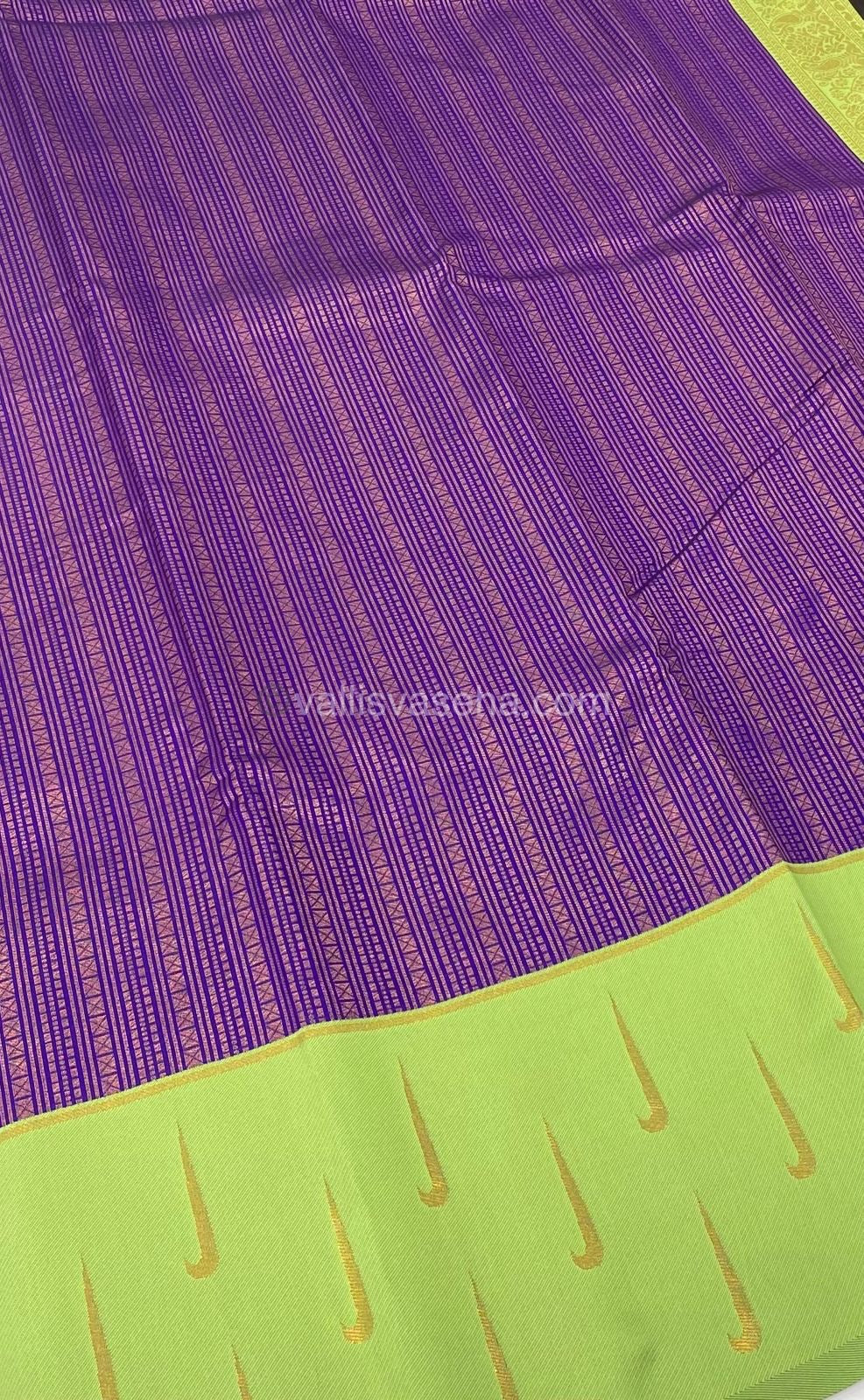 Kanchi Semi Silk - Purple with Green - VVKSS001