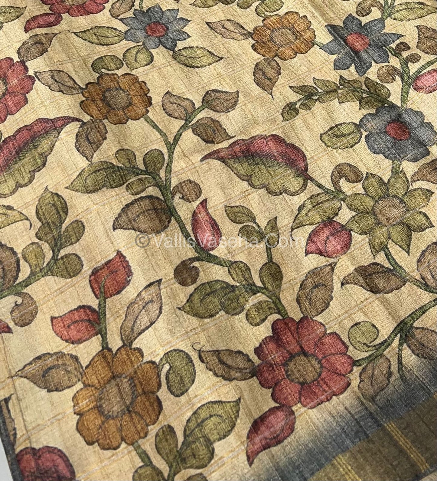 Semi Gicha Tussar Silk Saree - checks pattern - VVSGT001