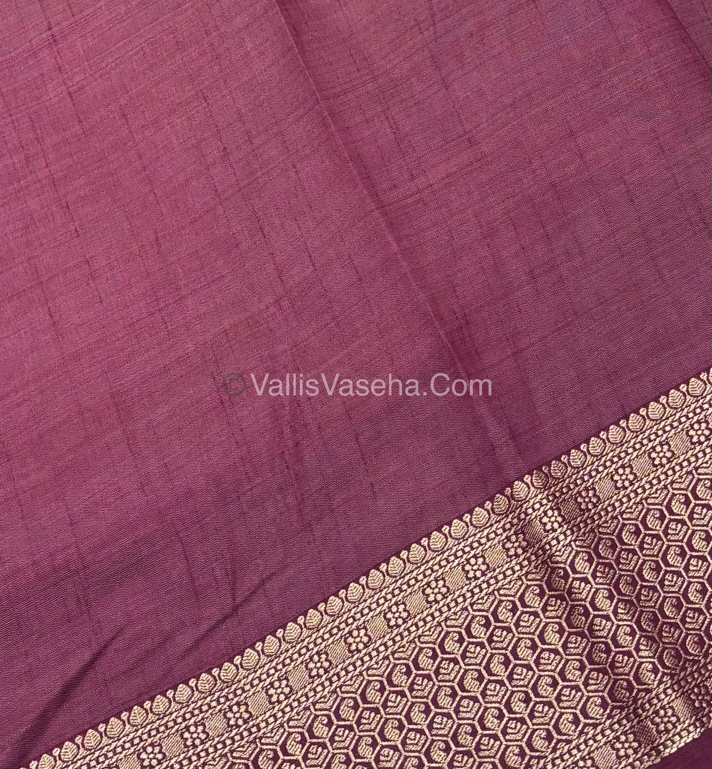 Semi Tussar Silk - Grand Pallu - Wine Shade - VVSTS021