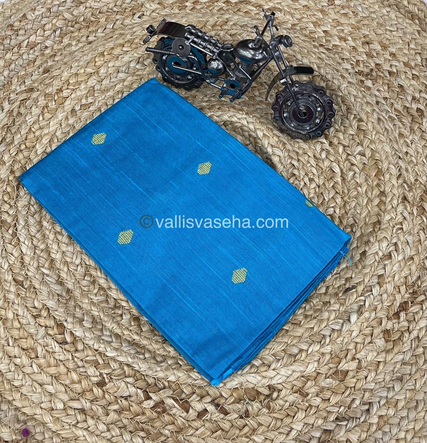 Blouse Bit - Raw Silk Material - Blue Shade - Butta Design - 1mtr - VVRSB001