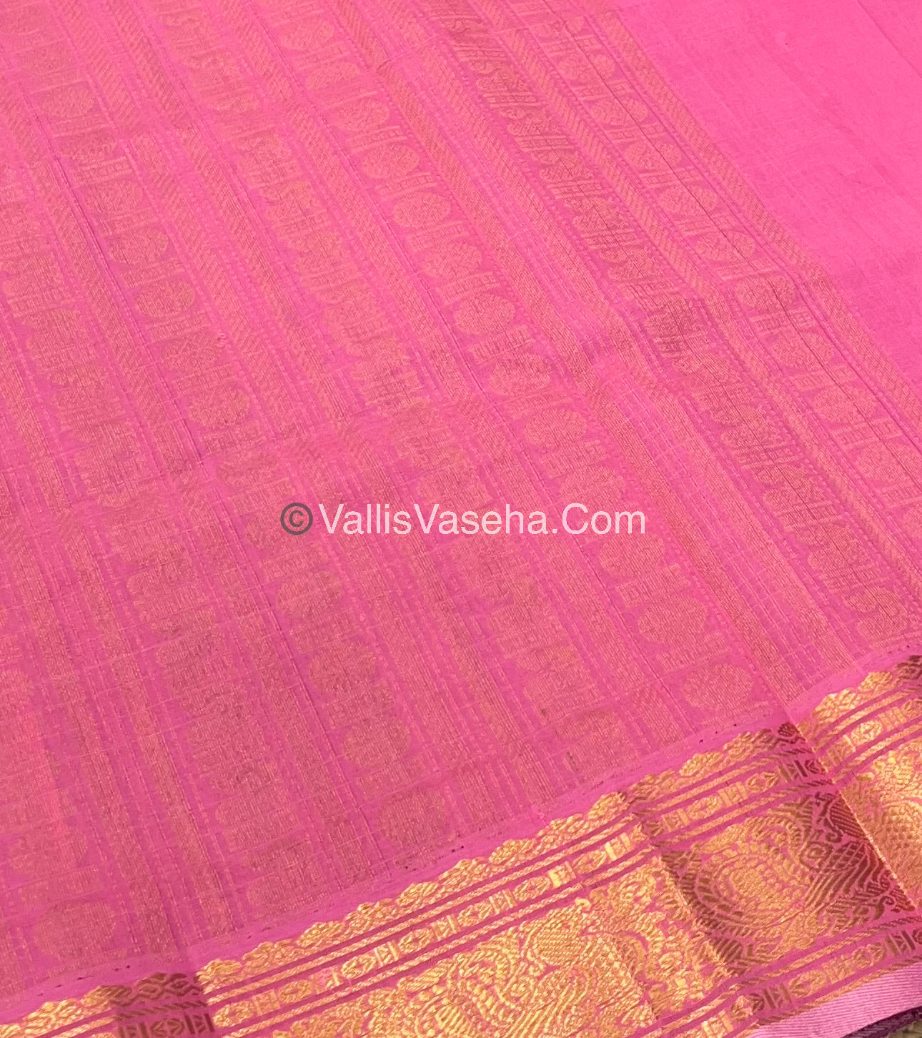 Pure Silk Cotton Saree - Maroon With Pink - Lakshadeepam Design - VVPLD001