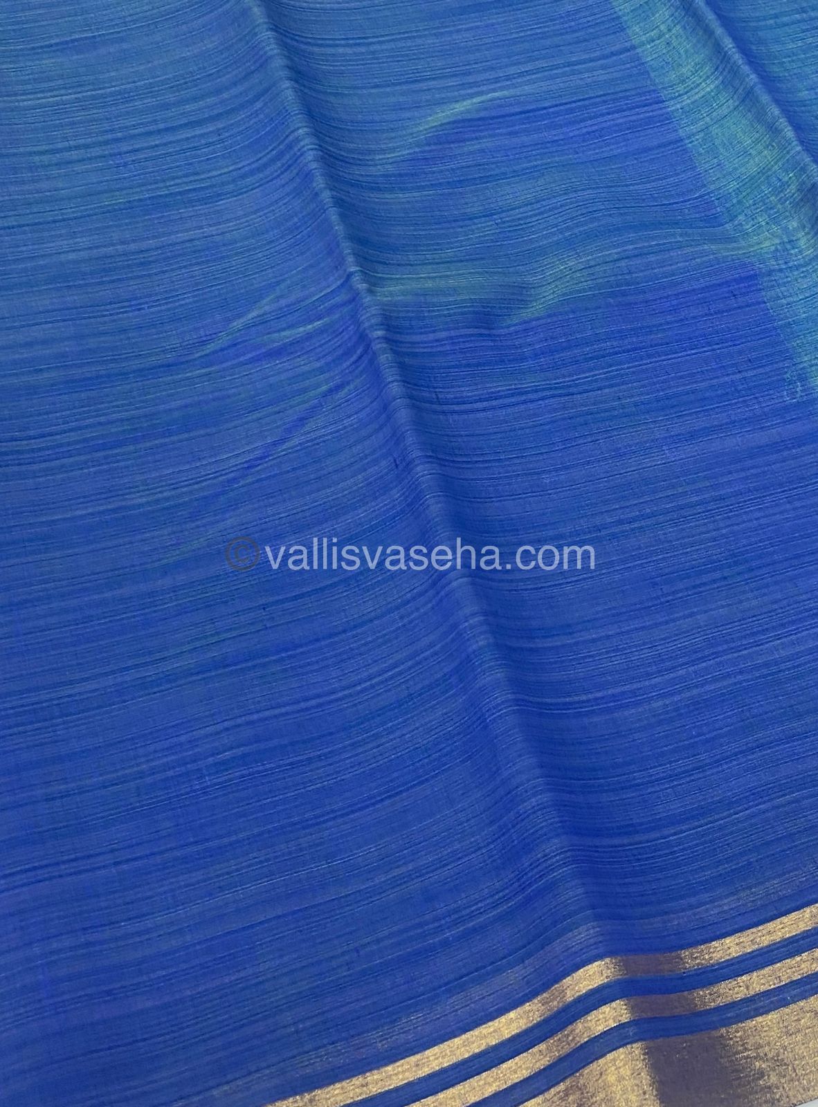 Mixed Cotton Saree | Blue And Neon Green | Happy sale | 30% less - VVHS005