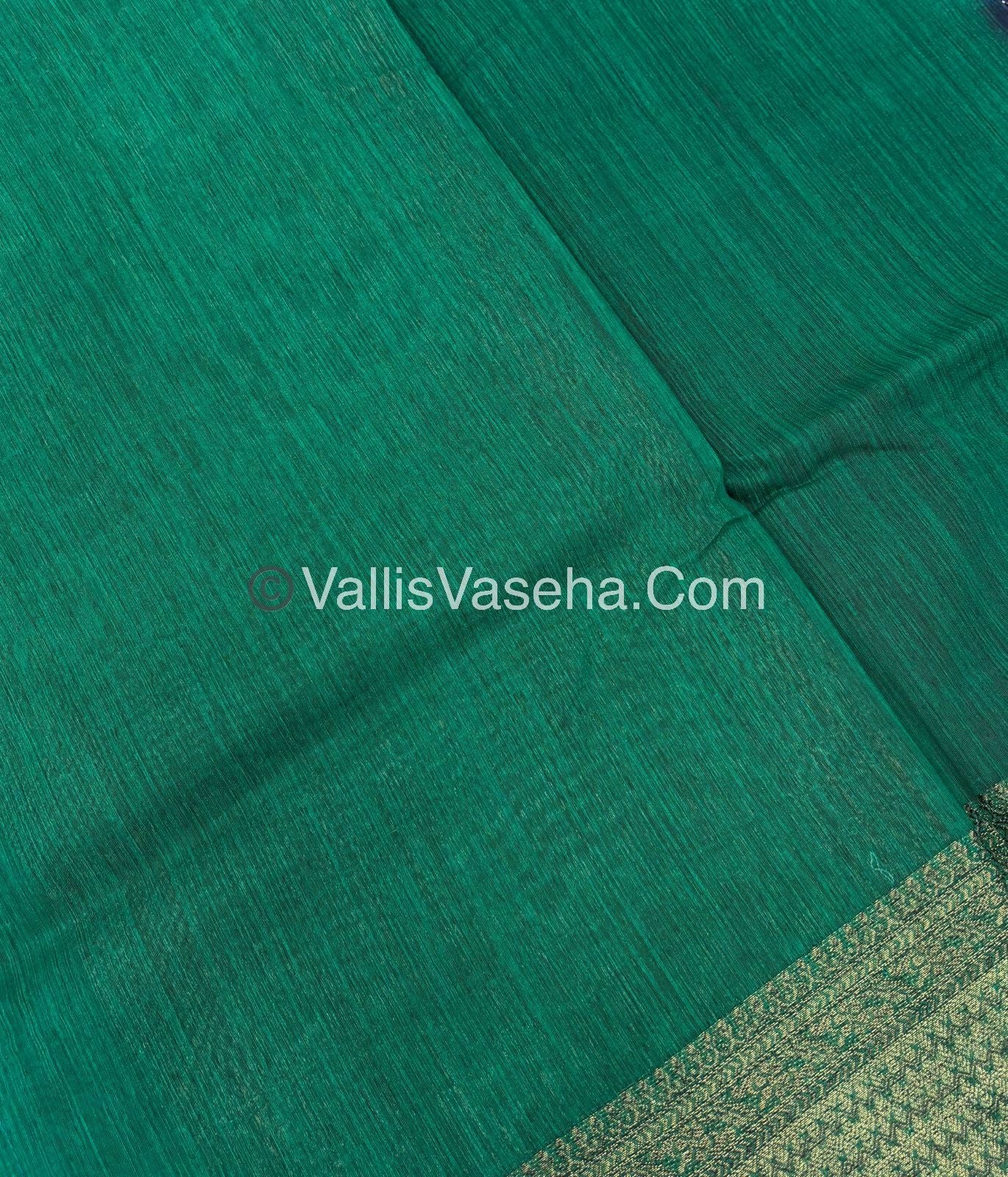Bamboo Silk Saree - Wine With Green Shade - VVBSS003