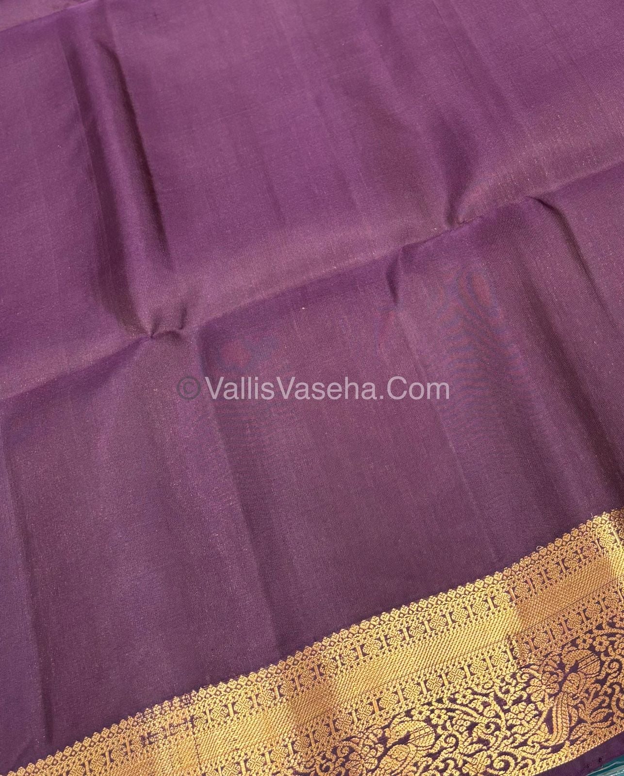 Pure Soft Silk Saree - Kanchi Border - Rust Orange & Purple Combo - VVPSS046