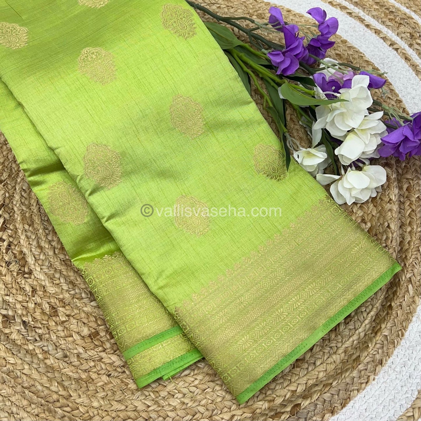 Semi Tussar Silk Saree - Pista Green Shade - VVSTS008