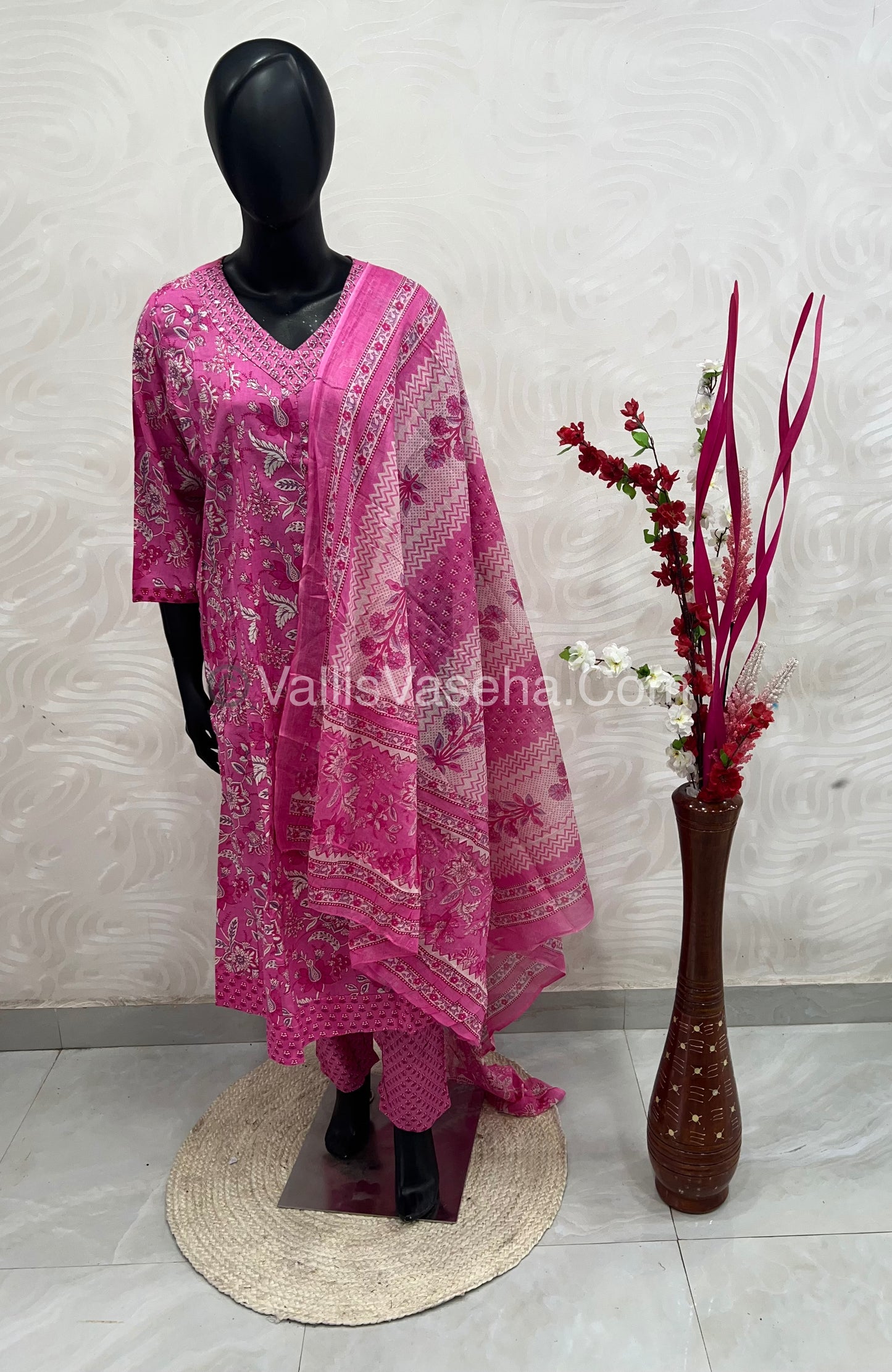 Ready Made - Anarkali - Salwar, Kameez & Duppatta(3pc)- Printed Cotton - VVAS005