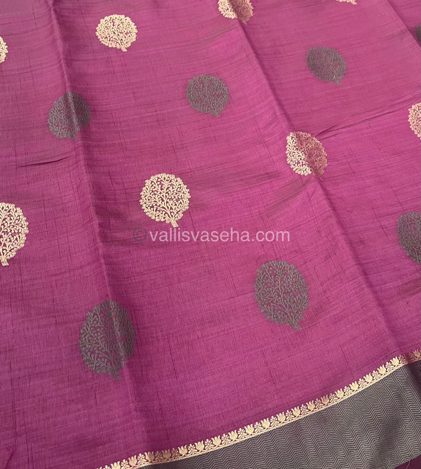 Semi Tussar Silk Saree - Purplish Wine shade - VVSTS009