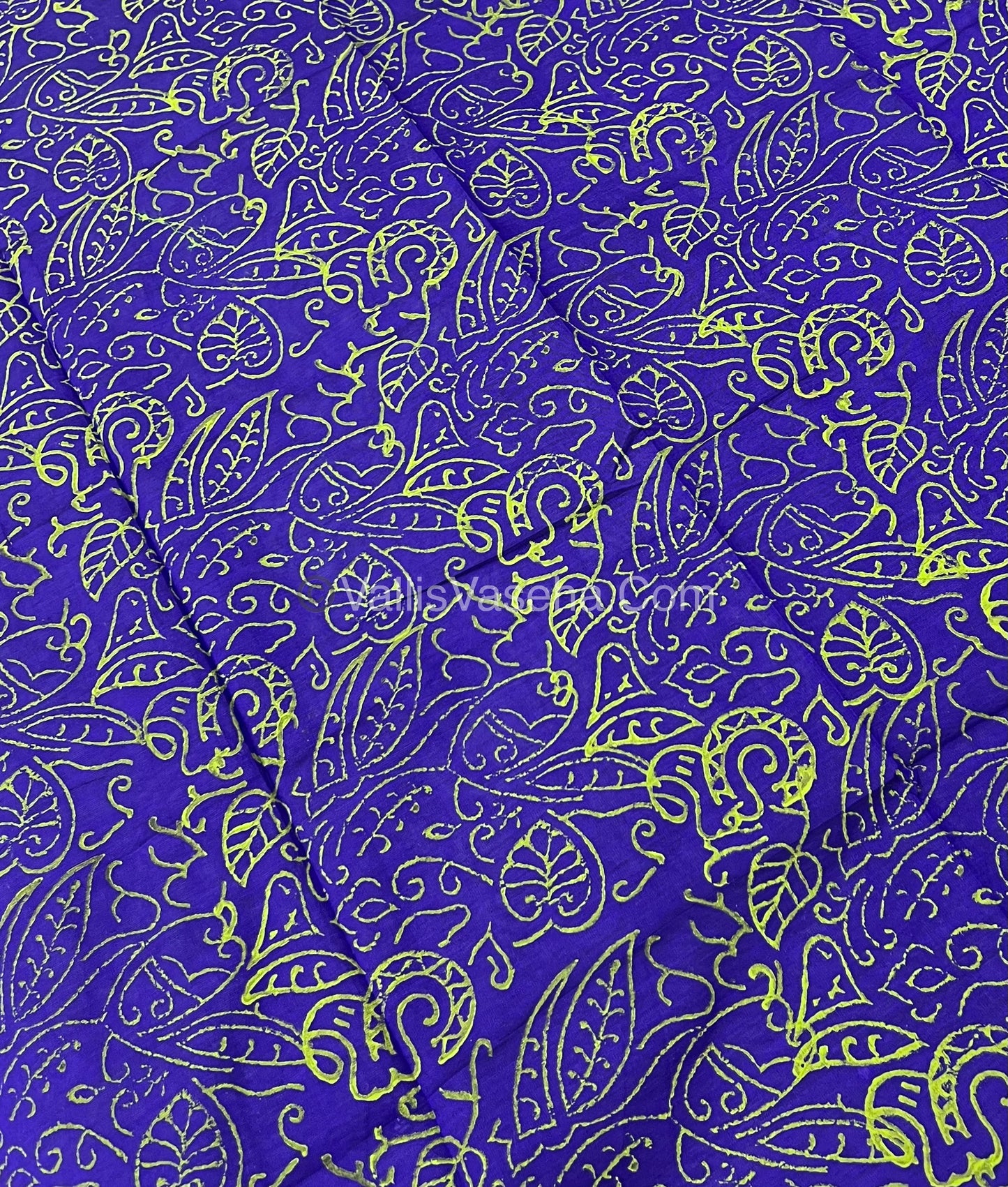 South Mixed Cotton - Mirror Work Embroidery - Light Green with Violet - VVPCM002