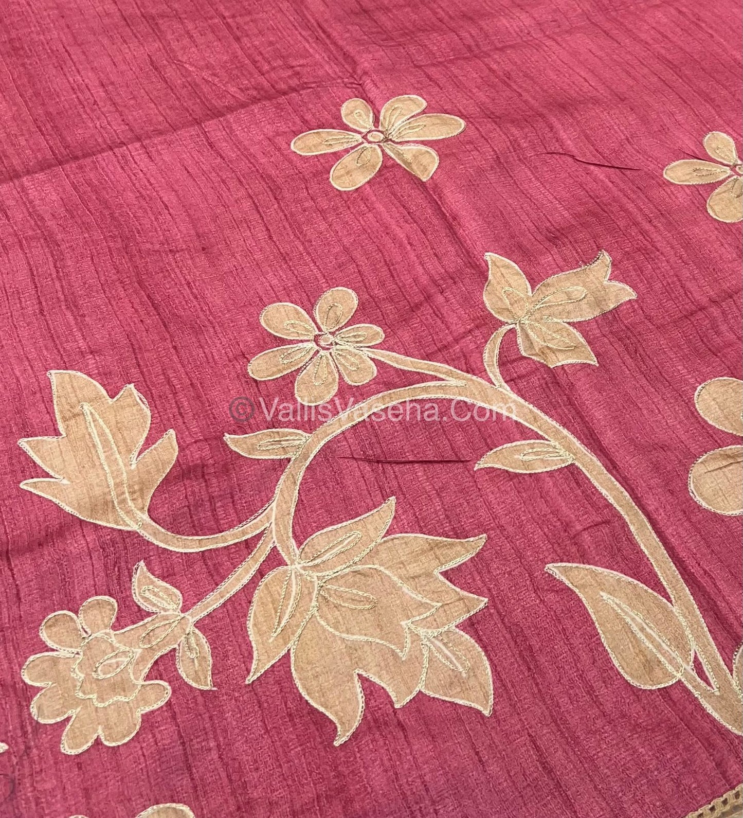 Semi Raw Silk with embroidery work - VVSRS001