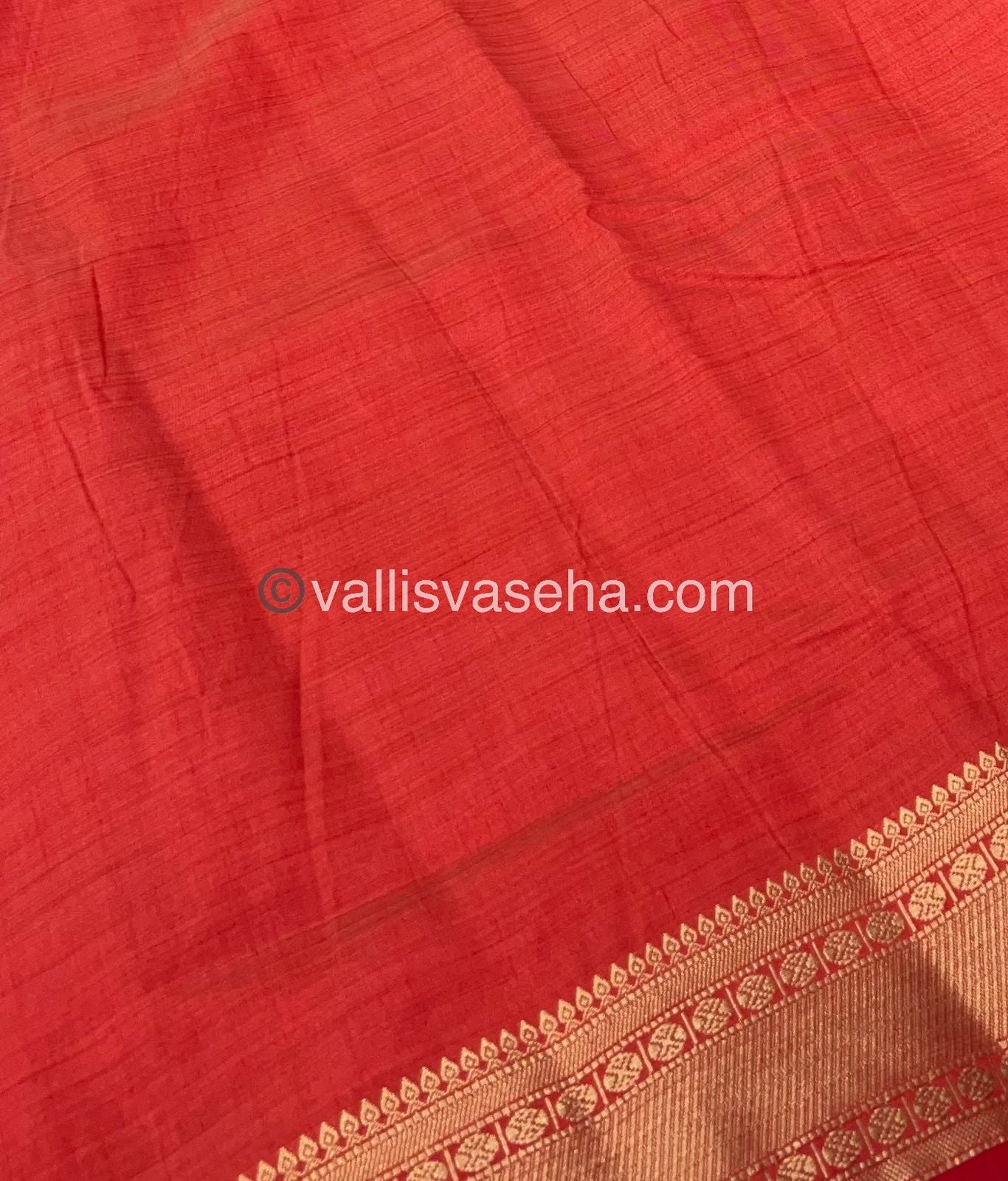Semi Tussar Silk - Grand Pallu Red Shade - VVSTS023