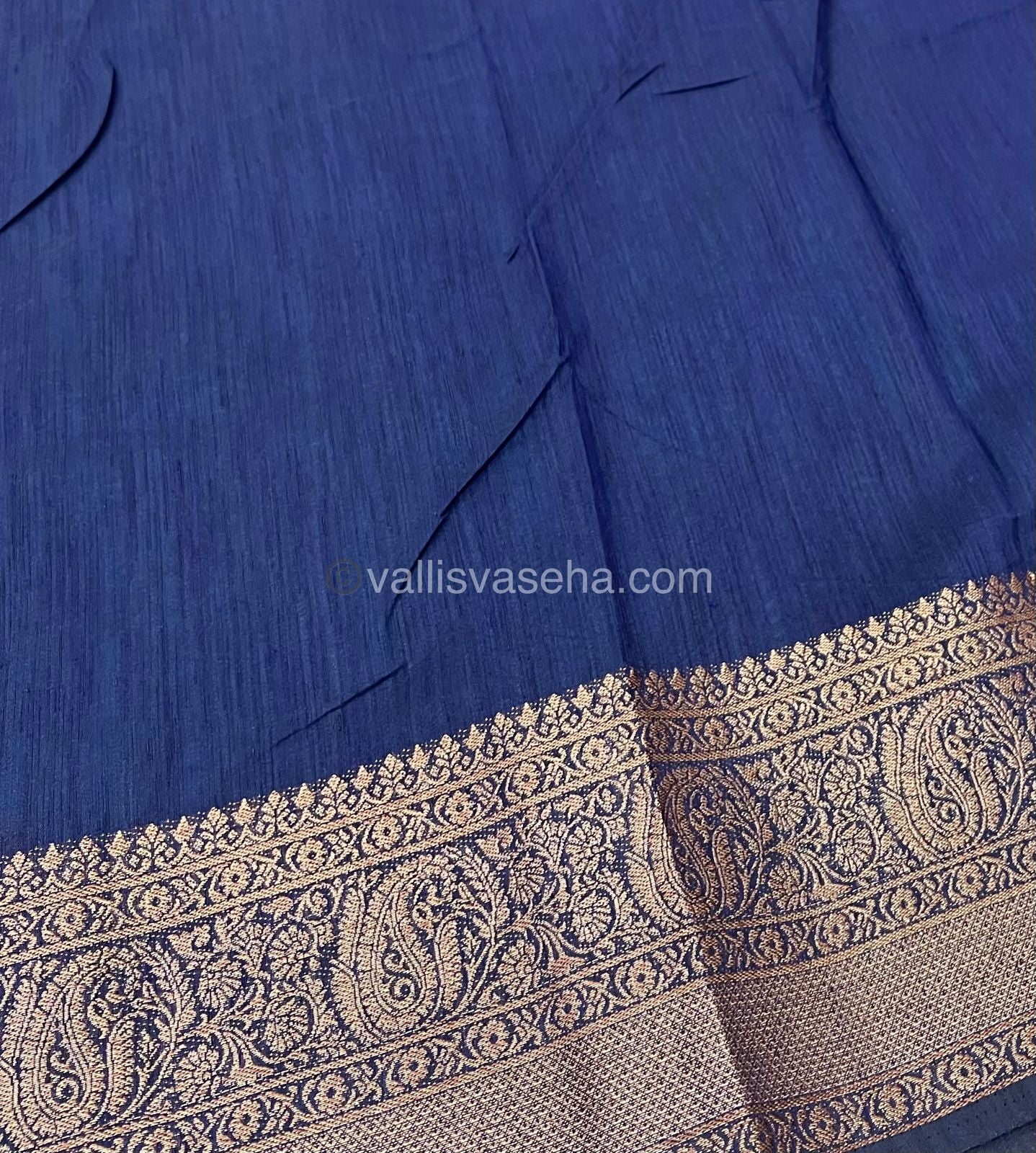 Bamboo Silk Saree - Blue with Navy Blue Shade - VVBSS001