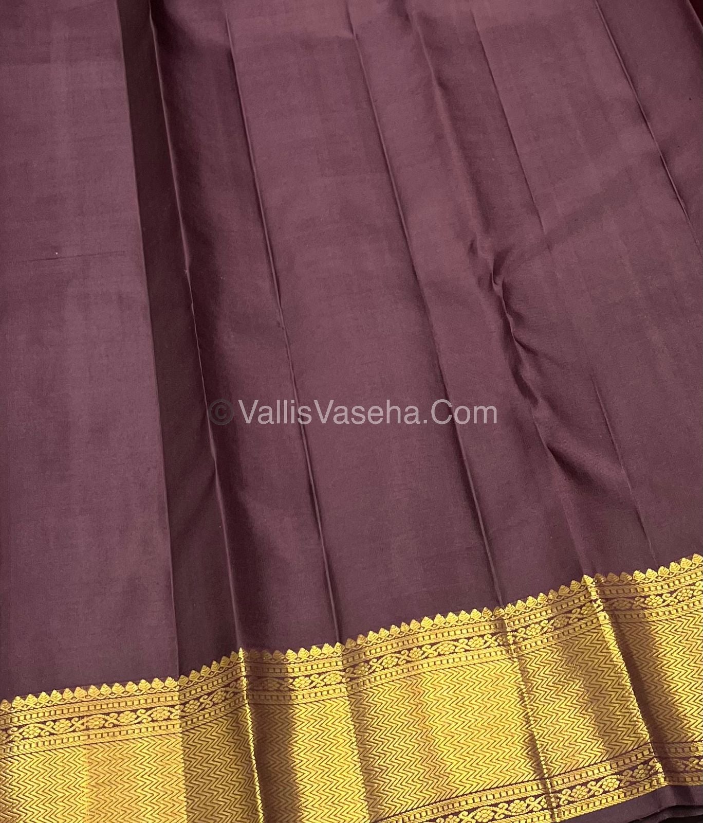 Pure Kanchipuram Silk Saree - Rust Orange & Wine Brown shade - VVPS021