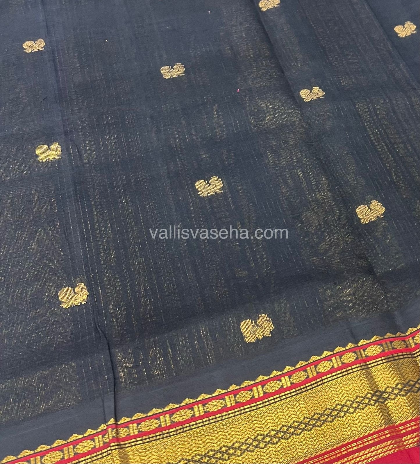 Pure Korvai Silk Cotton Saree - Lavendar with Black & Merun Combo - VVKSC004