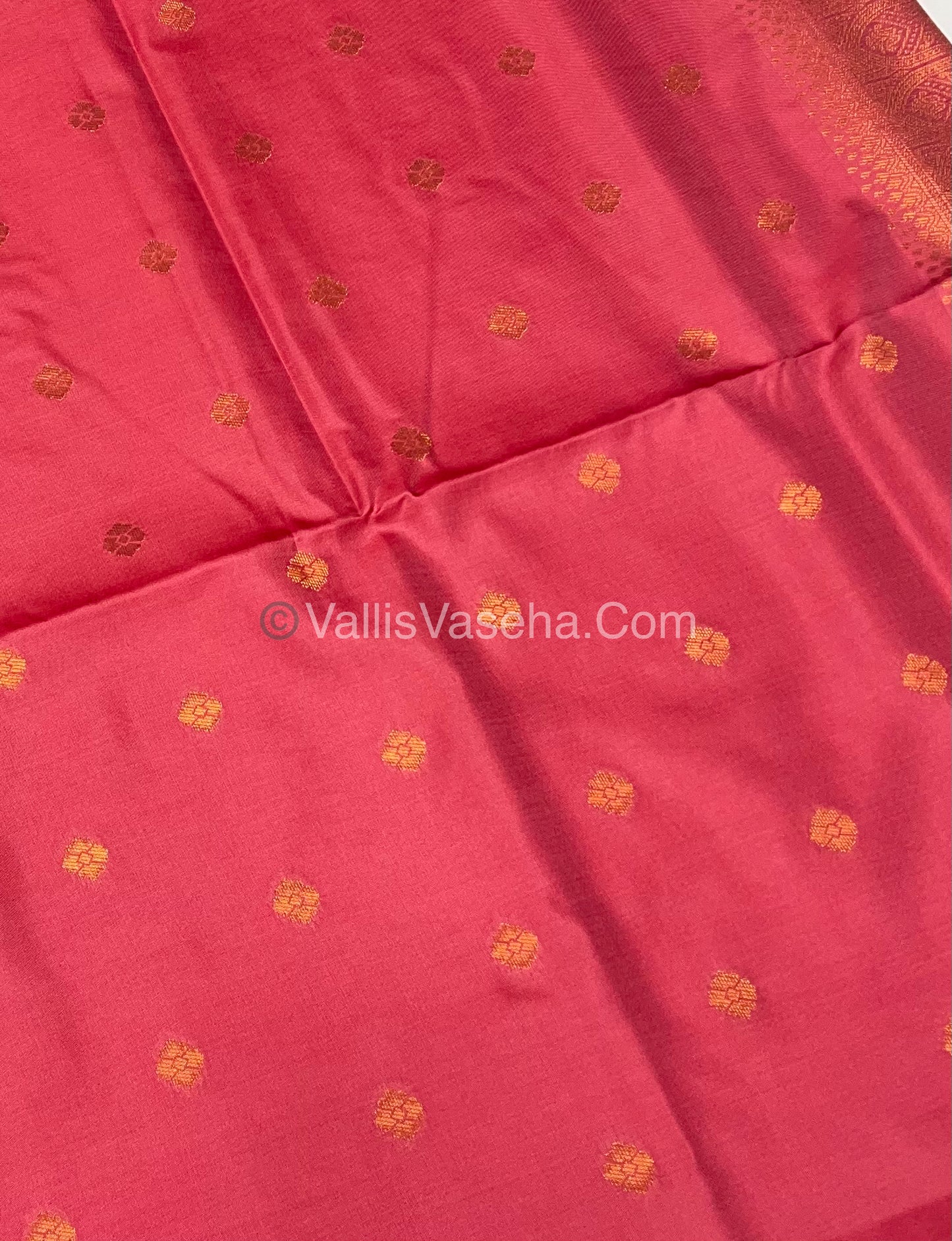 Semi Soft Silk - Border less - Peachish Pink Shade -VVSSS007