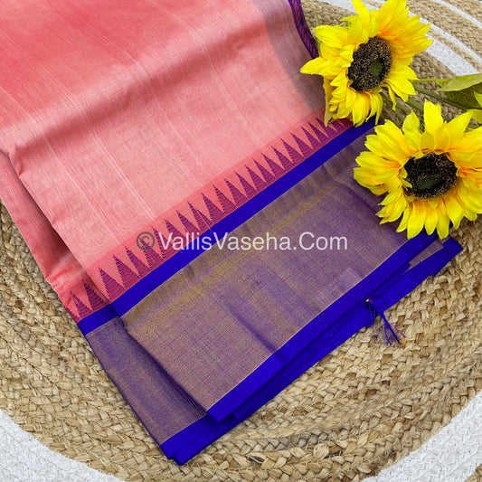 Pure Korvai Silk Cotton Saree - Temple border - VVKSC001